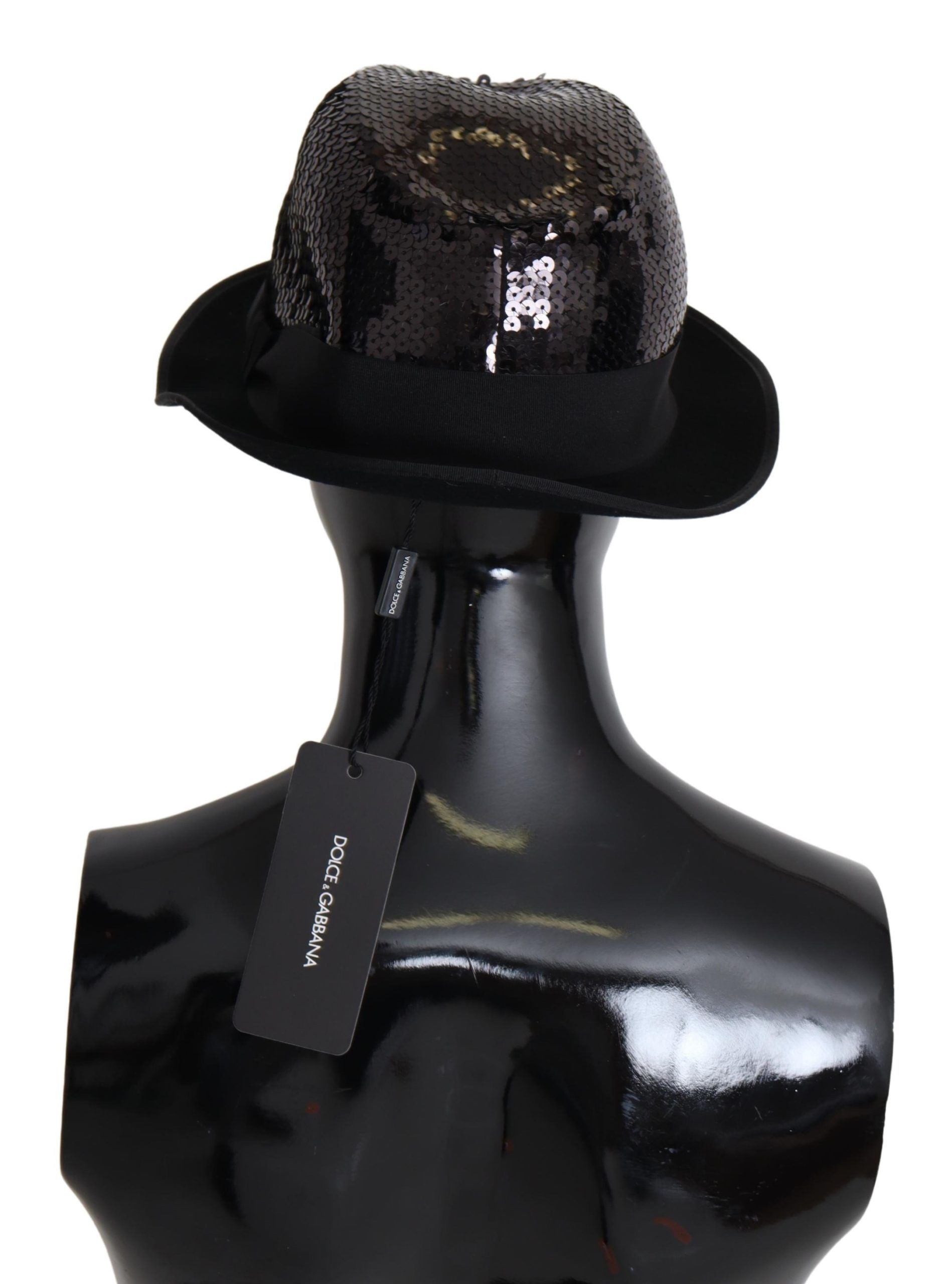 Dolce &amp; Gabbana Chapeau Fedora élégant à paillettes noires