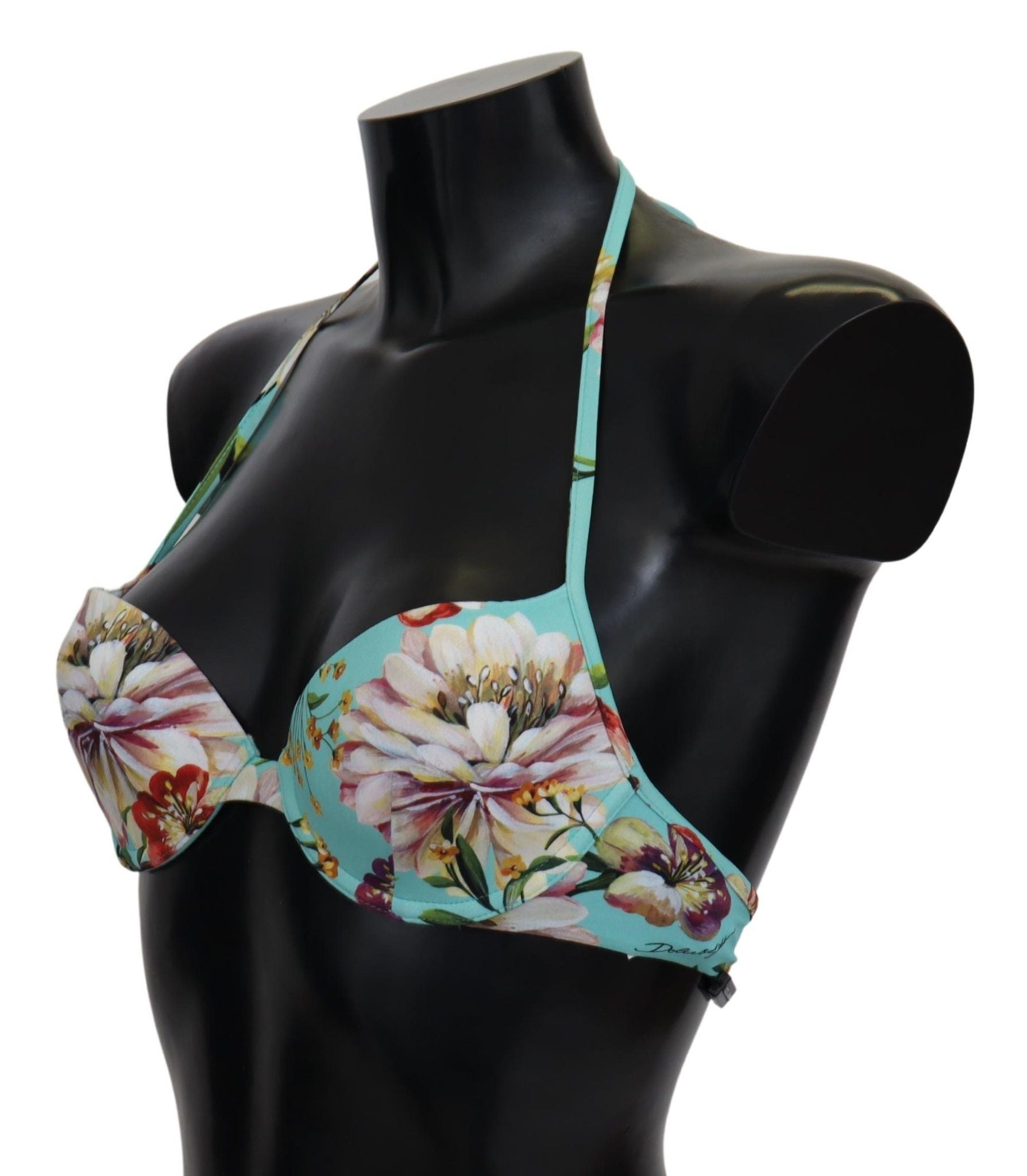 Dolce &amp; Gabbana Chic Haut de bikini à fleurs vert menthe