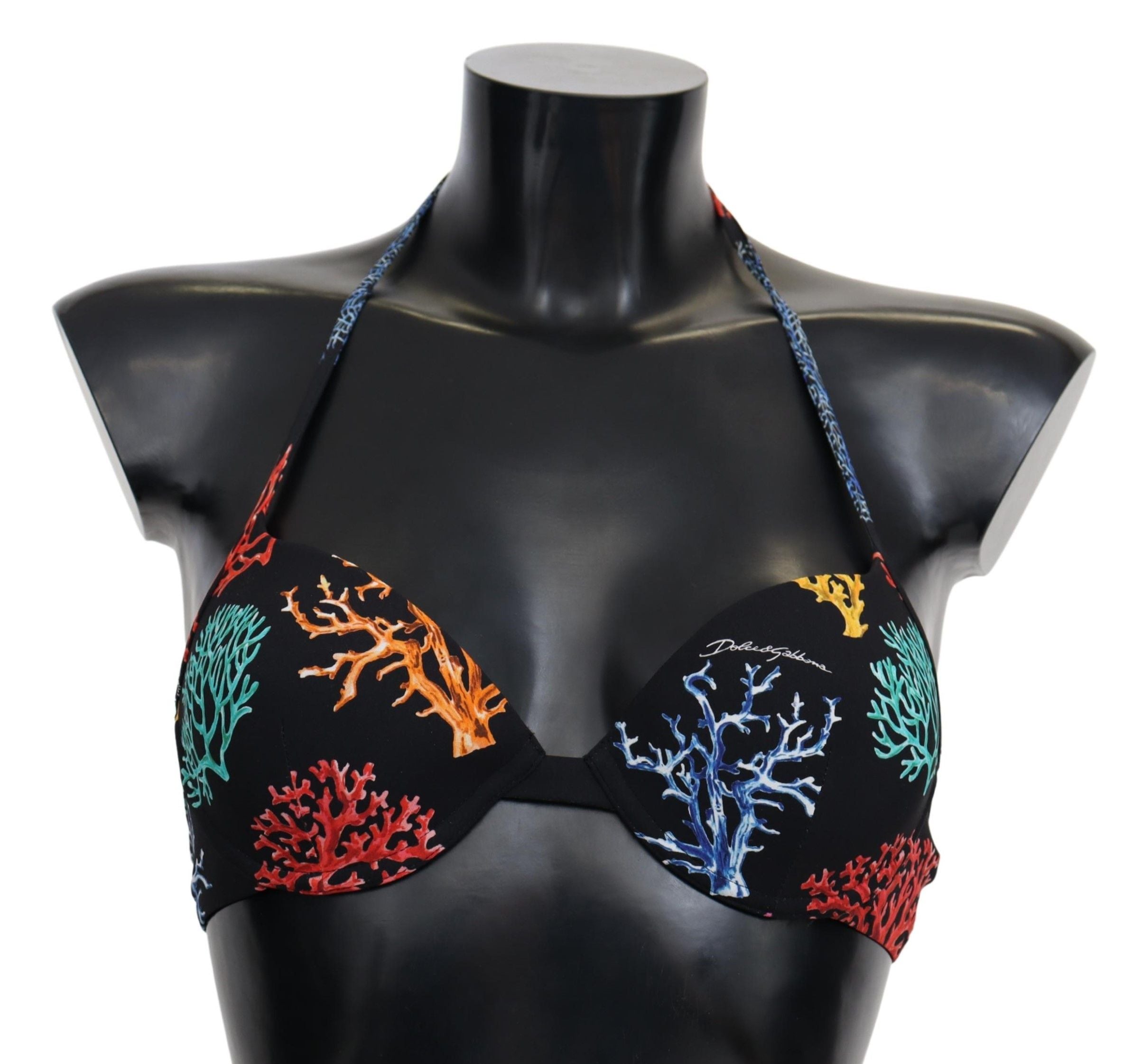 Haut de bikini imprimé corail noir Dolce &amp; Gabbana Chic