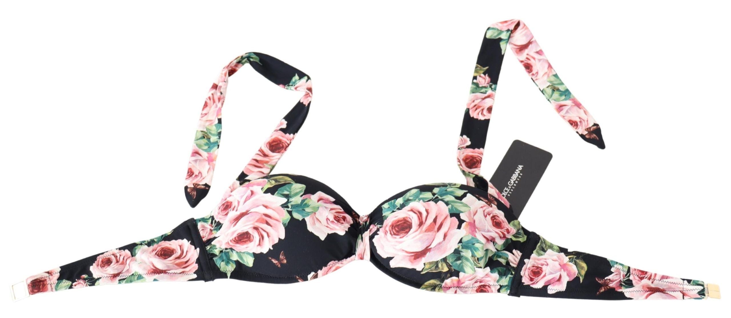 Dolce &amp; Gabbana Haut de bikini à fleurs noir élégant