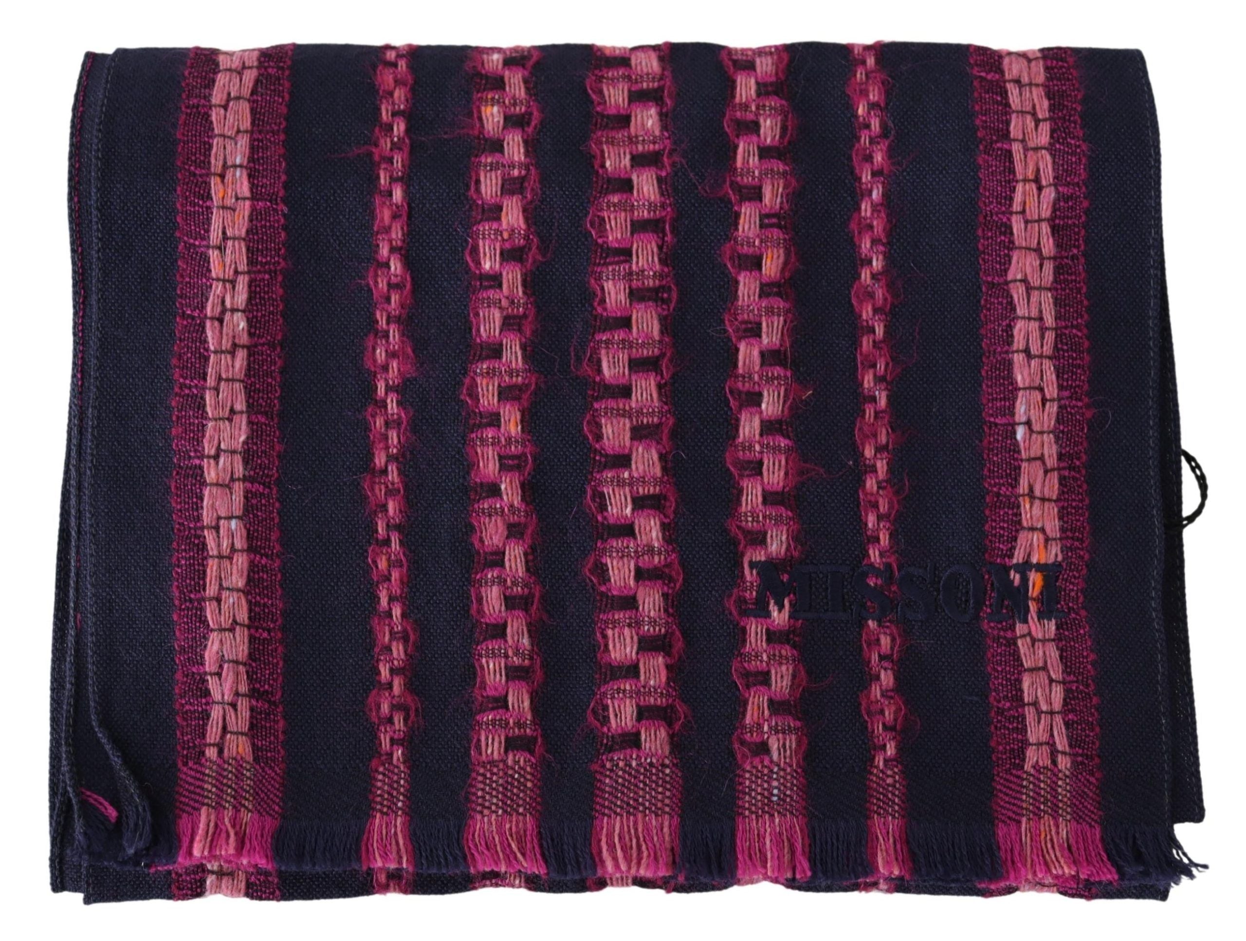 Écharpe élégante en laine rayée Missoni en noir et rose