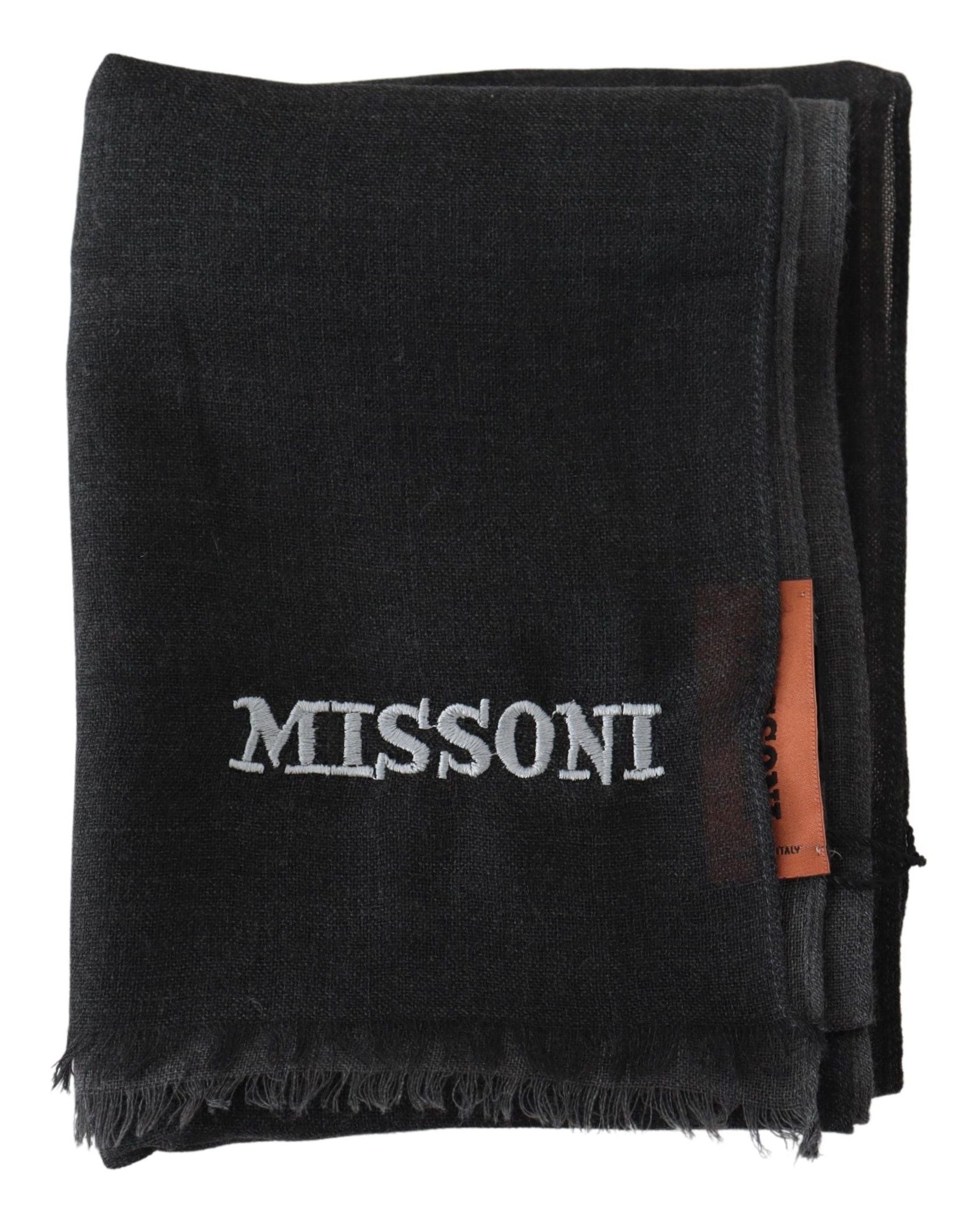 Missoni Élégante écharpe en laine noire avec logo brodé