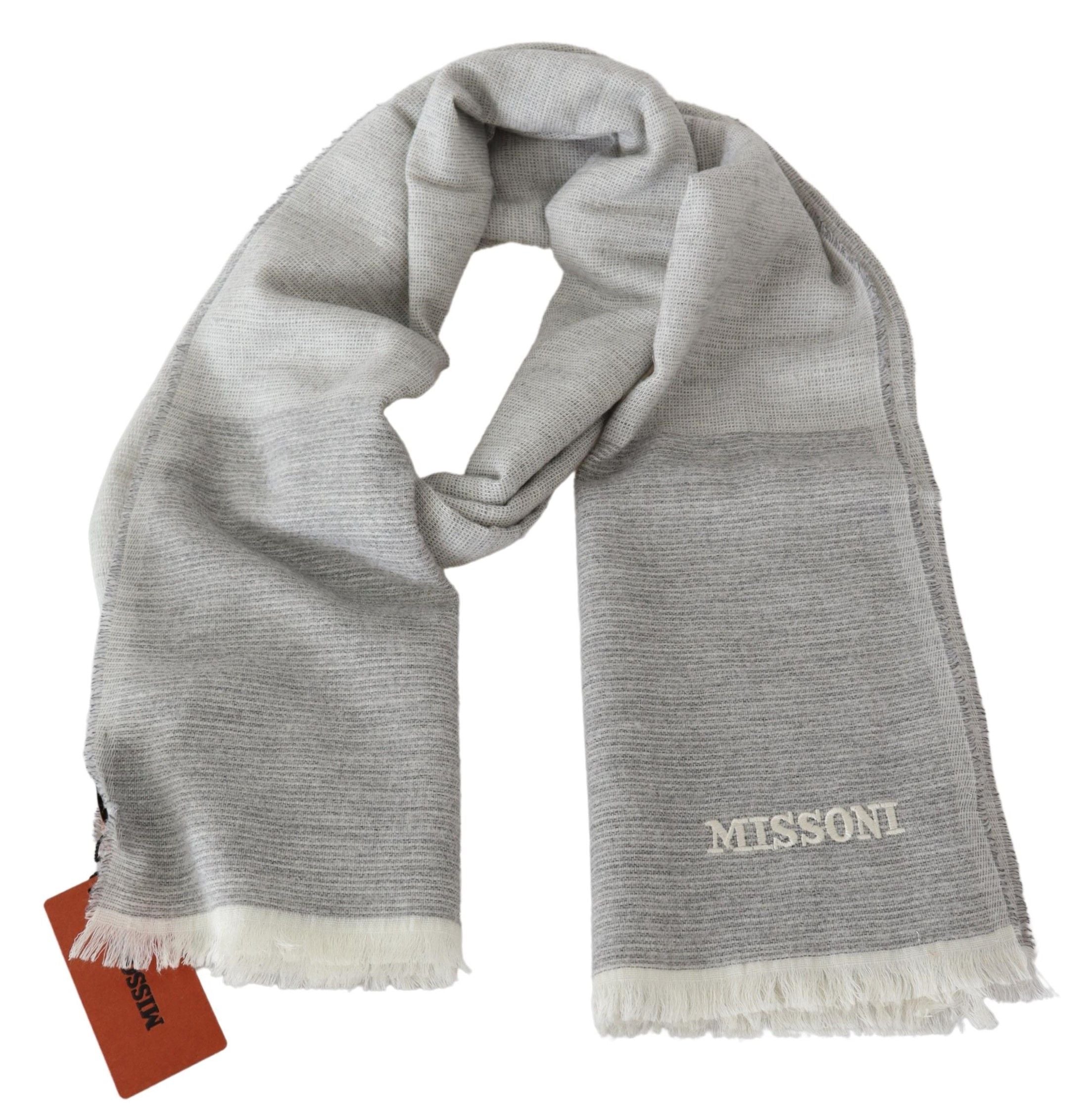 Missoni Élégante écharpe en laine beige avec détail de broderie