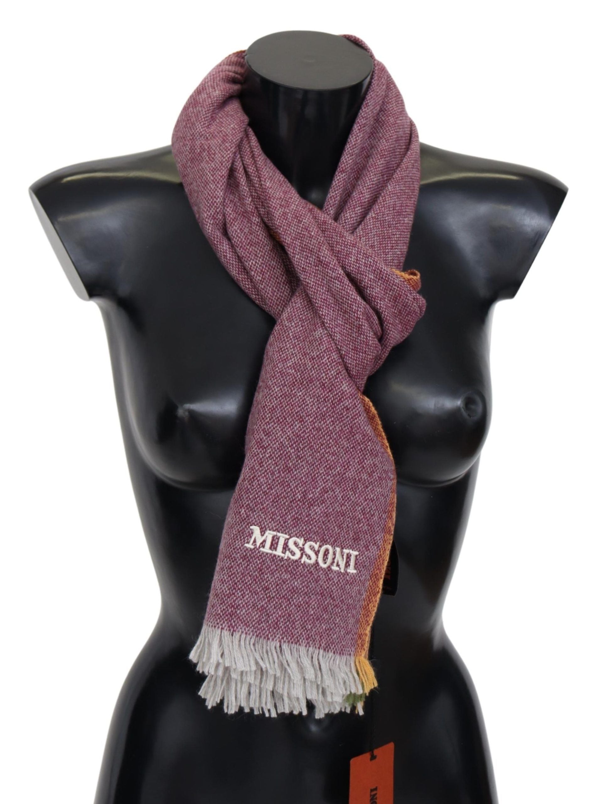 Missoni Chic Écharpe en cachemire marron avec logo brodé