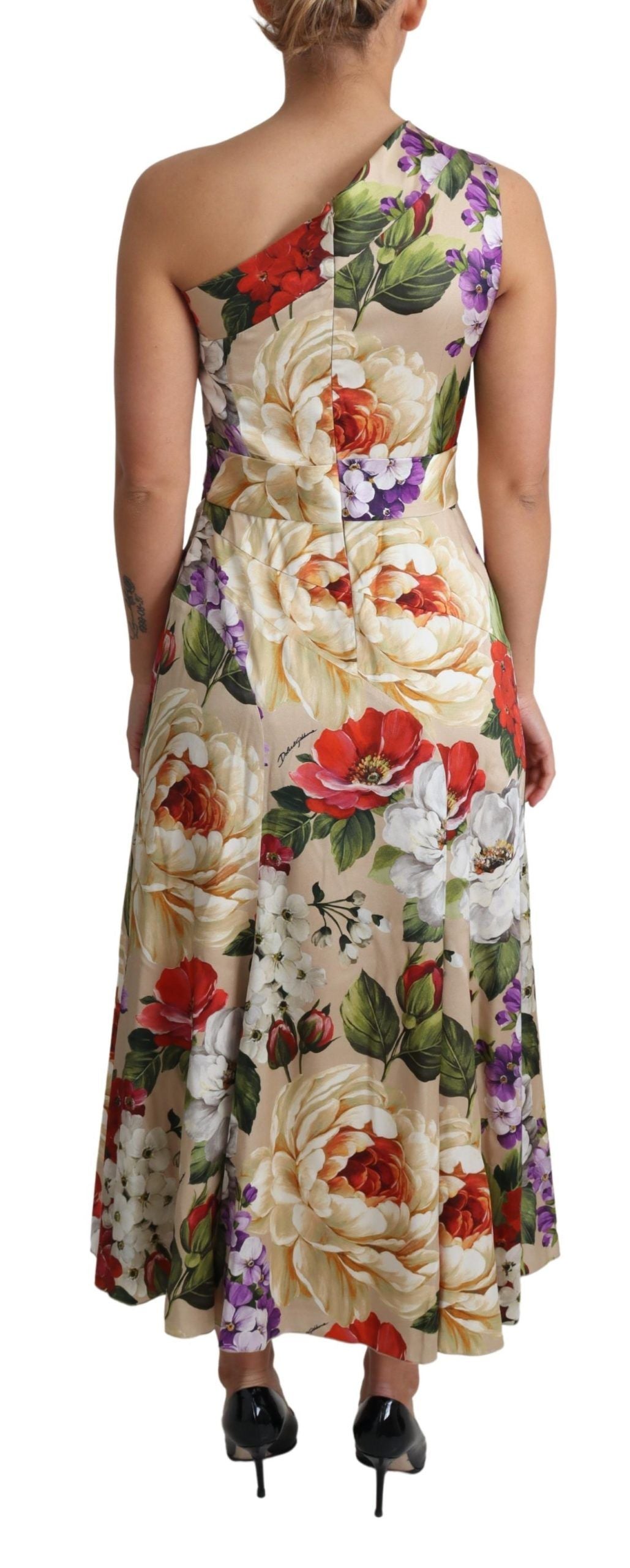 Dolce &amp; Gabbana Robe longue élégante en soie florale à une épaule