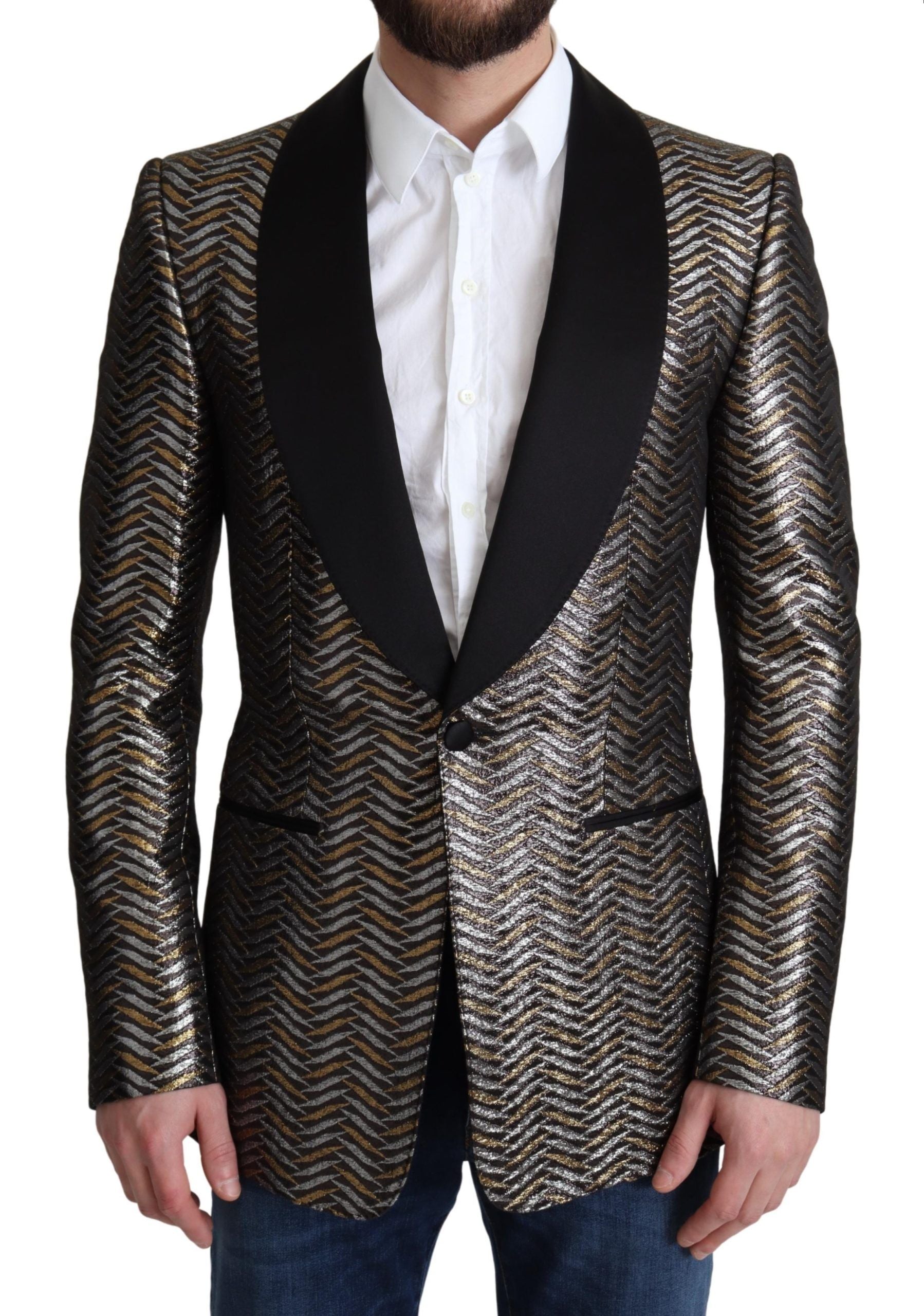 Dolce &amp; Gabbana Veste blazer slim en jacquard métallisé élégant