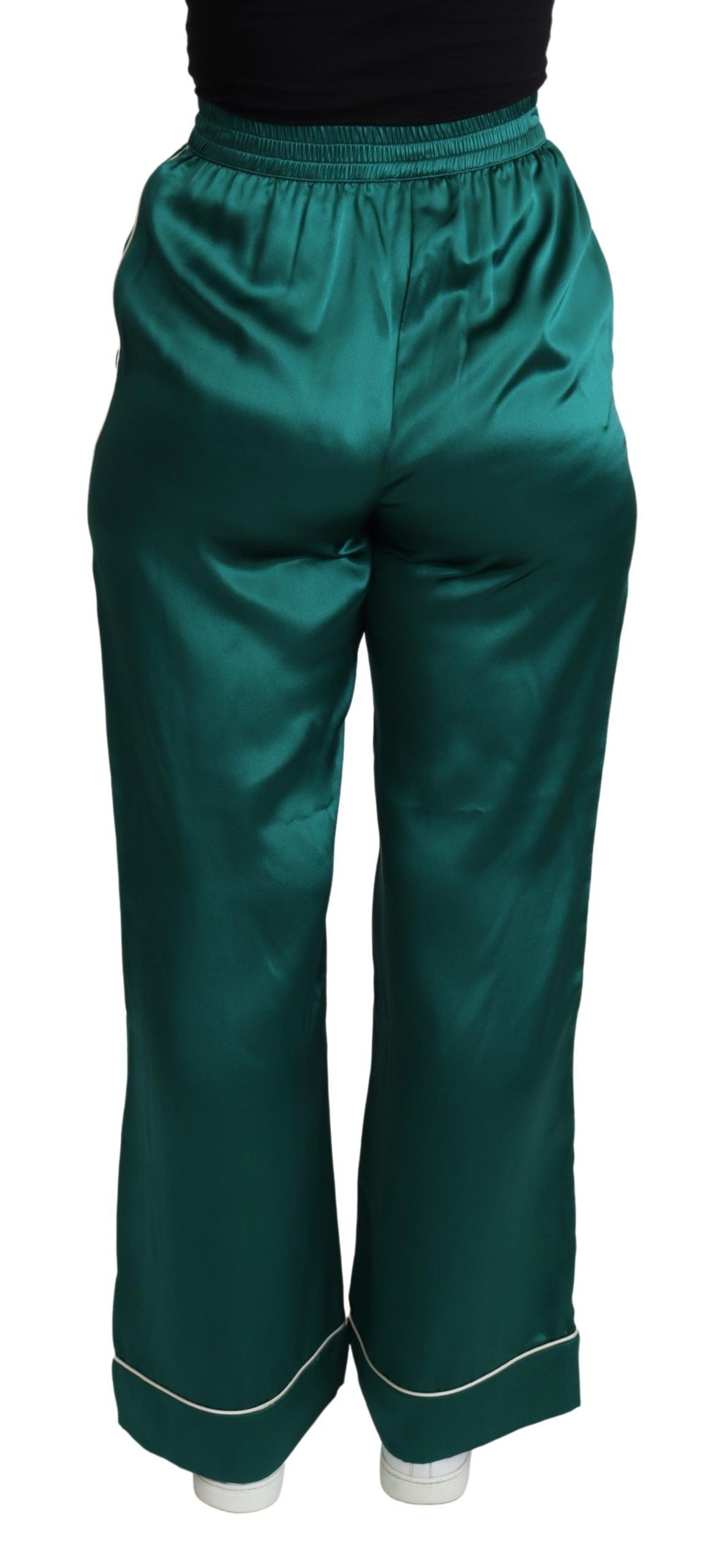 Dolce &amp; Gabbana Pantalon de pyjama en soie exquise en vert luxuriant