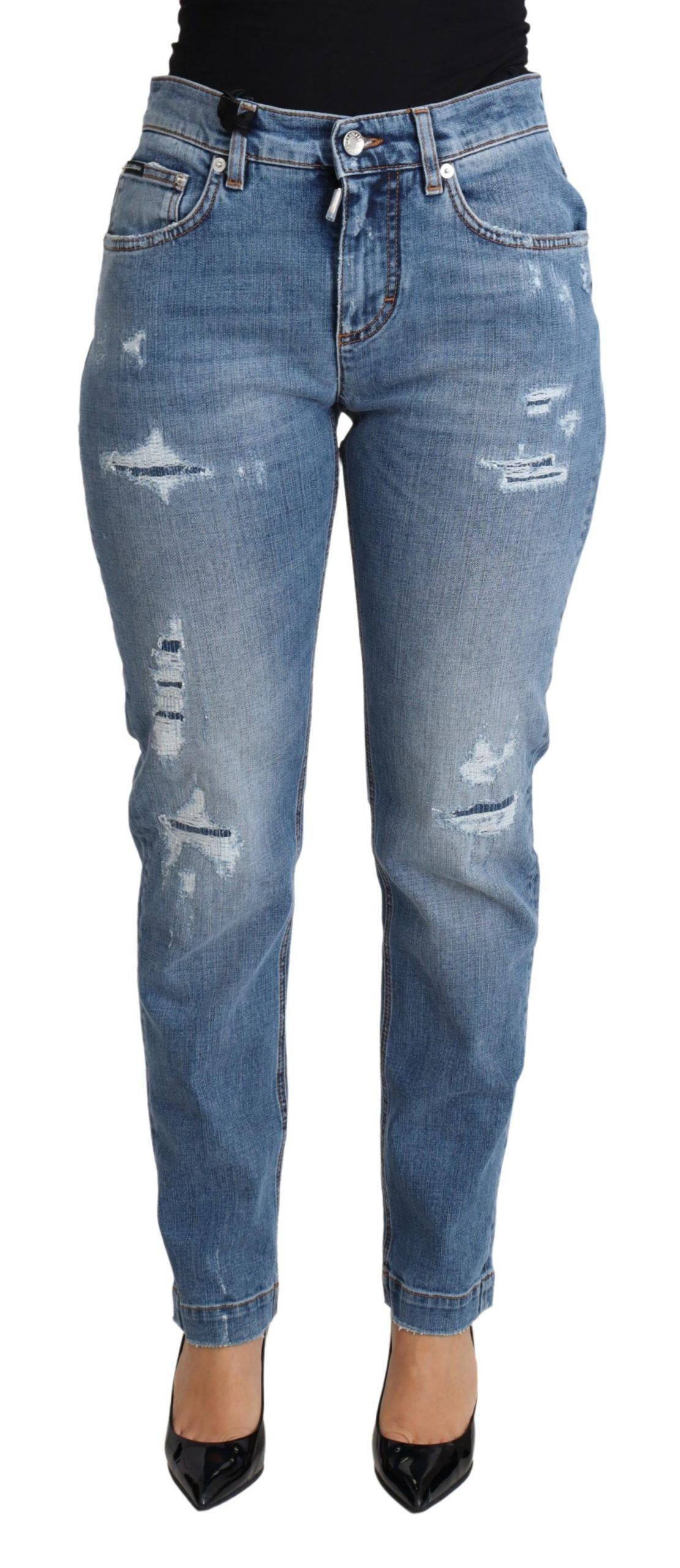 Dolce &amp; Gabbana Chic Jean skinny taille haute en lambeaux