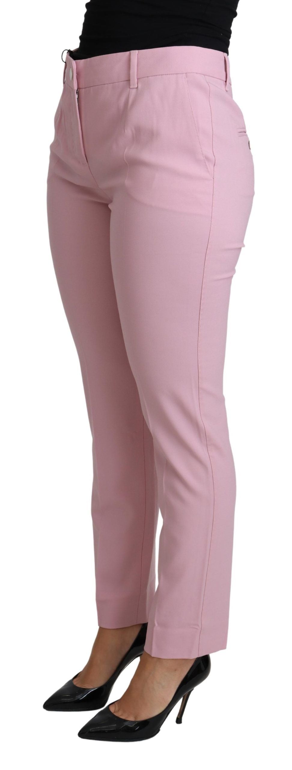 Dolce &amp; Gabbana Pantalon élégant en laine taille haute rose