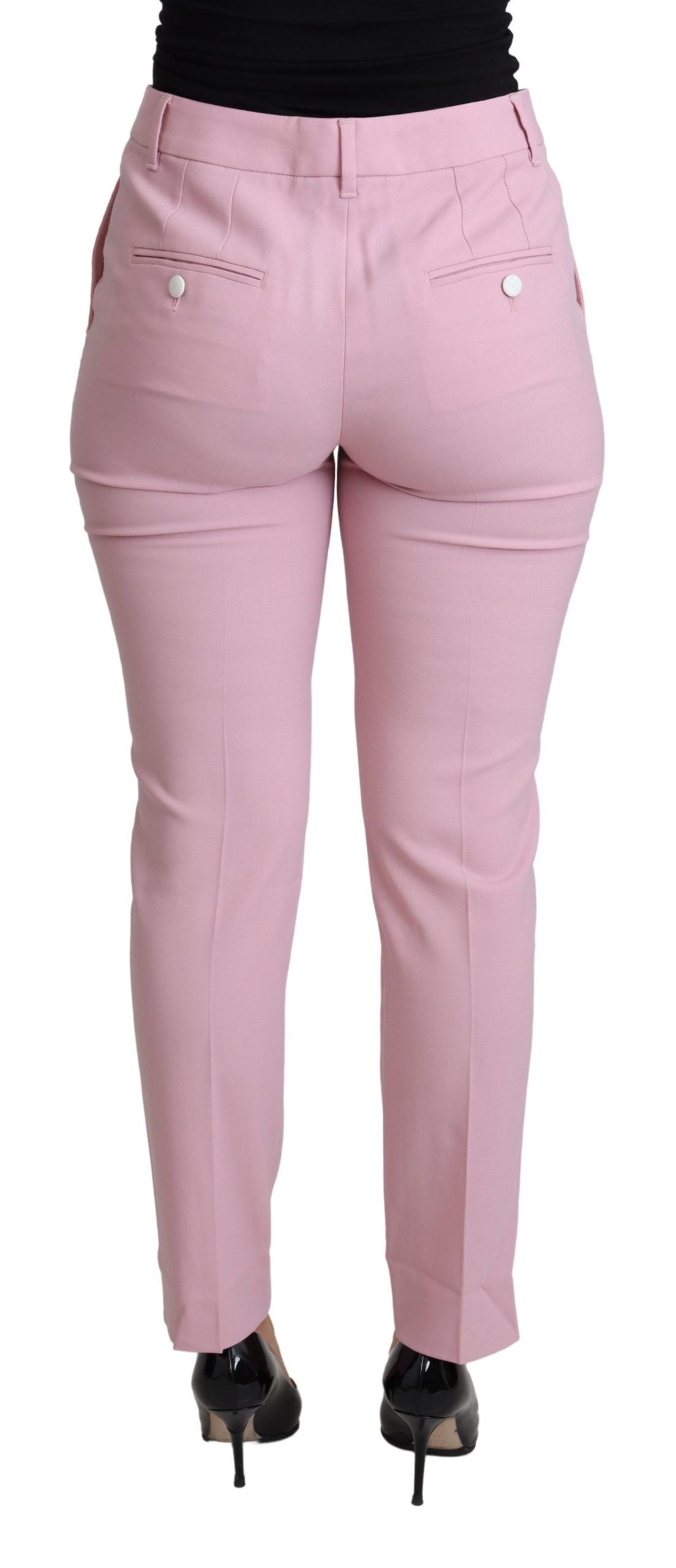 Dolce &amp; Gabbana Pantalon élégant en laine taille haute rose