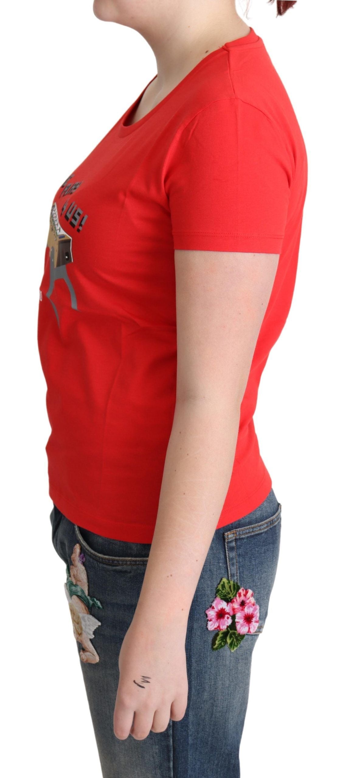 Moschino Chic T-shirt en coton rouge avec imprimé ludique