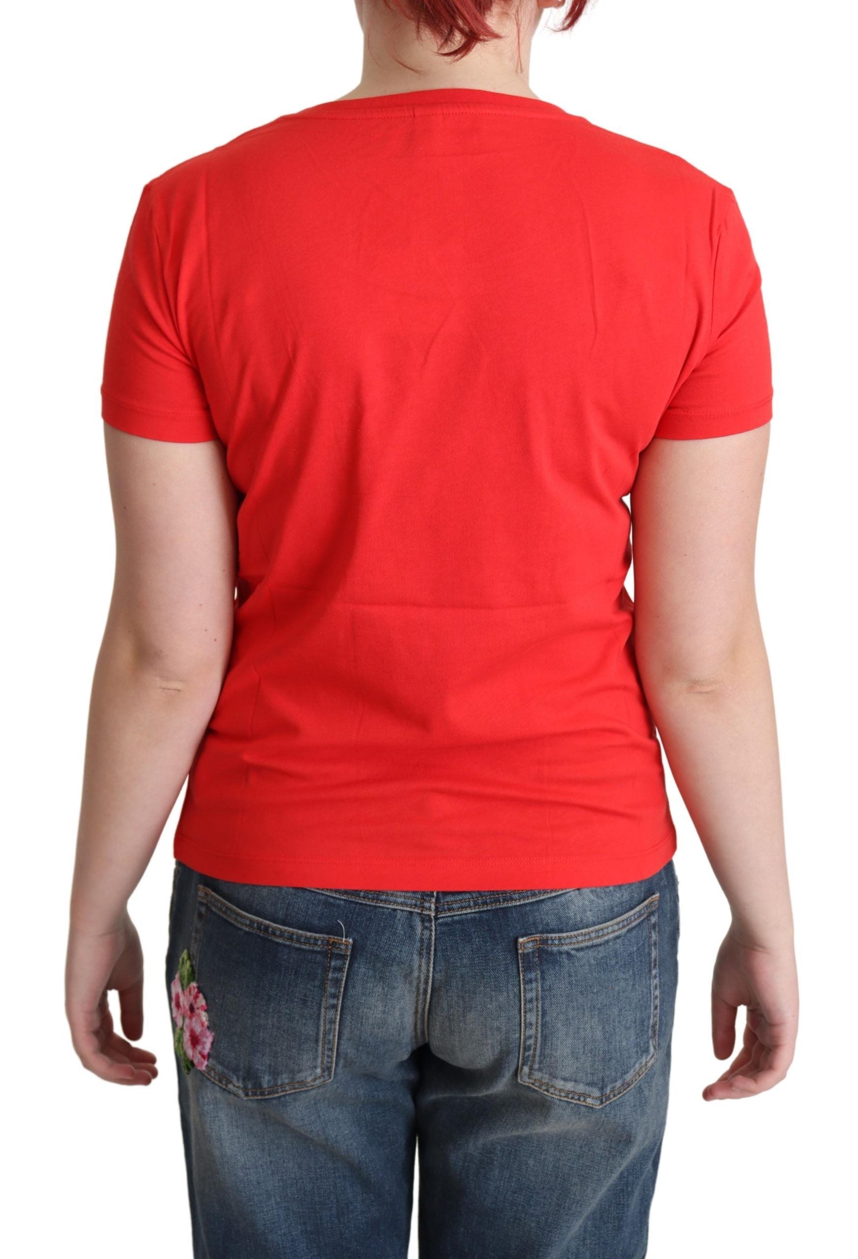 Moschino Chic T-shirt en coton rouge avec imprimé ludique