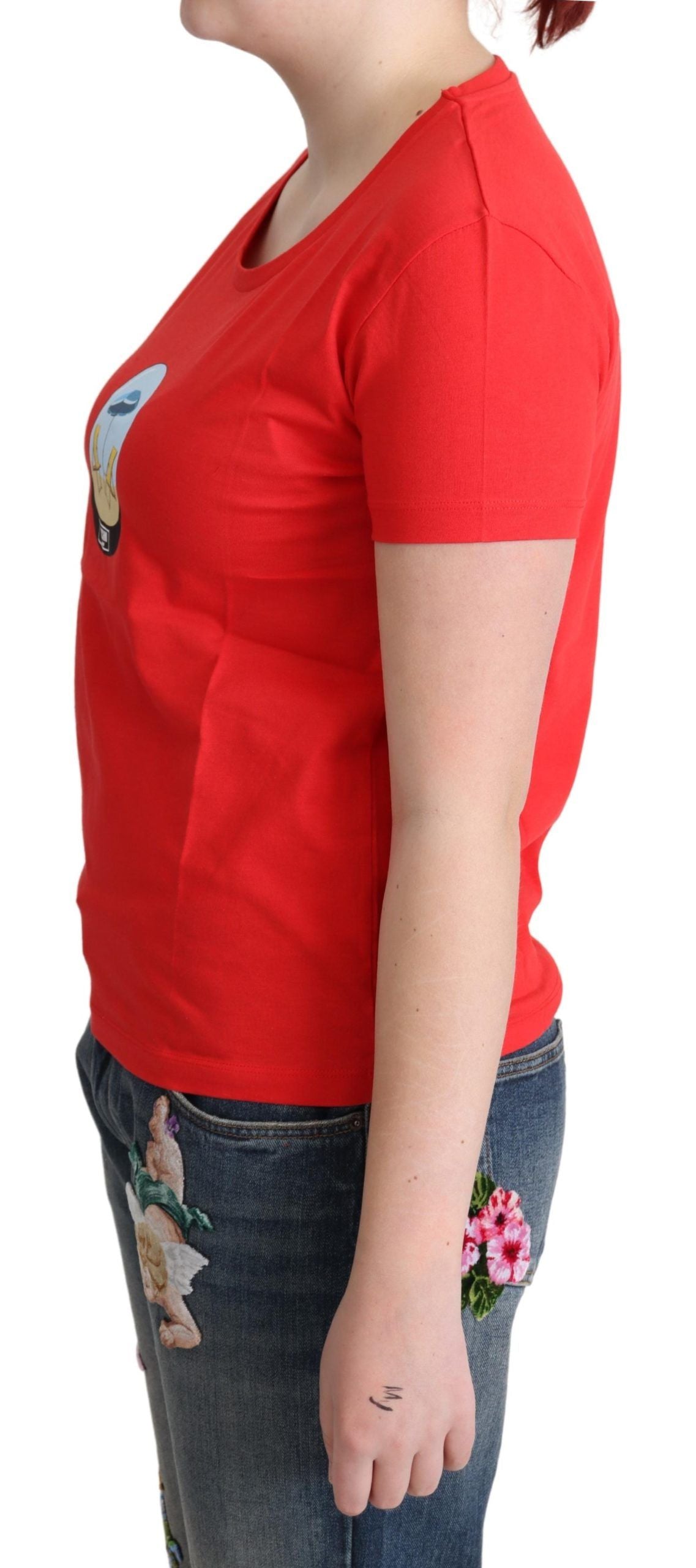 Moschino Chic T-shirt en coton rouge avec imprimé signature