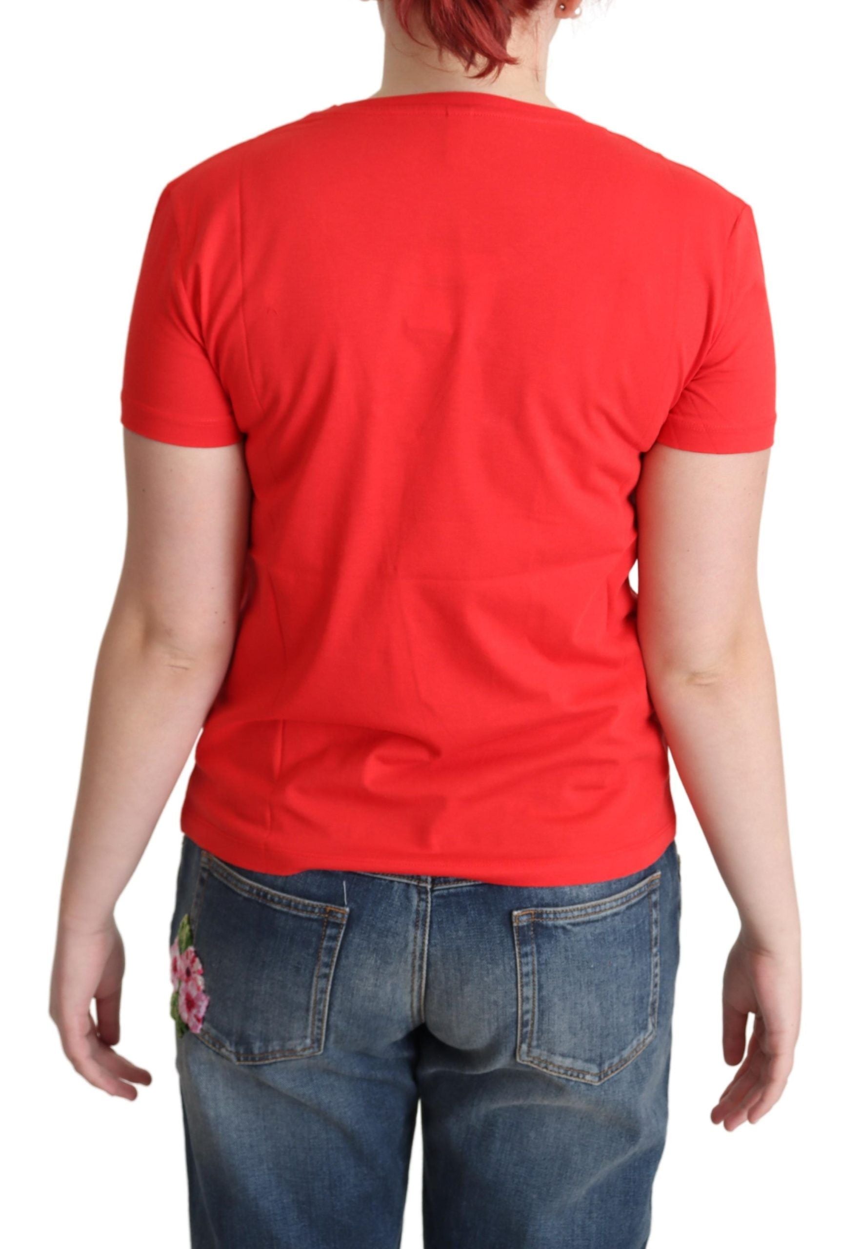 Moschino Chic T-shirt en coton rouge avec imprimé signature