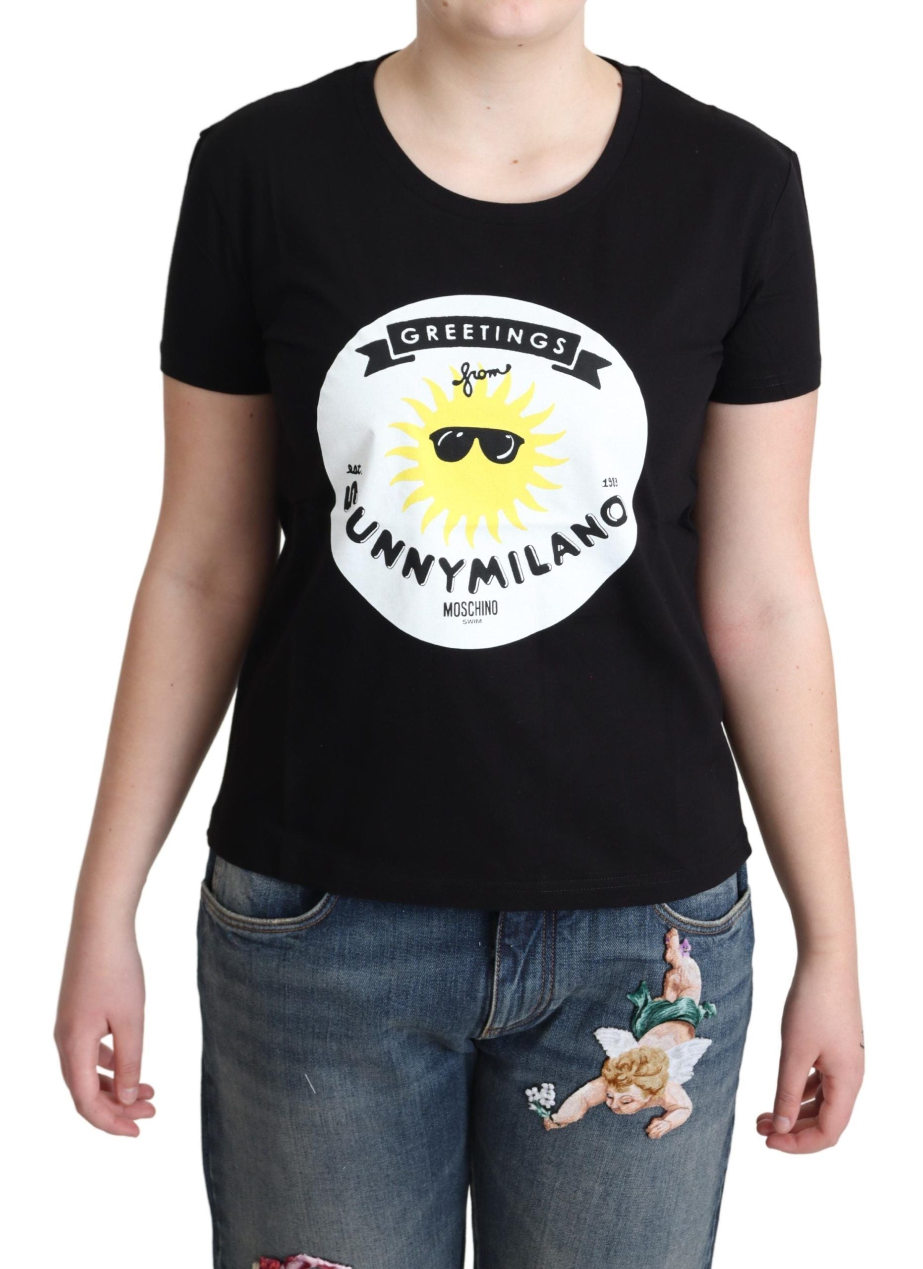 T-shirt chic en coton Moschino avec imprimé Milano