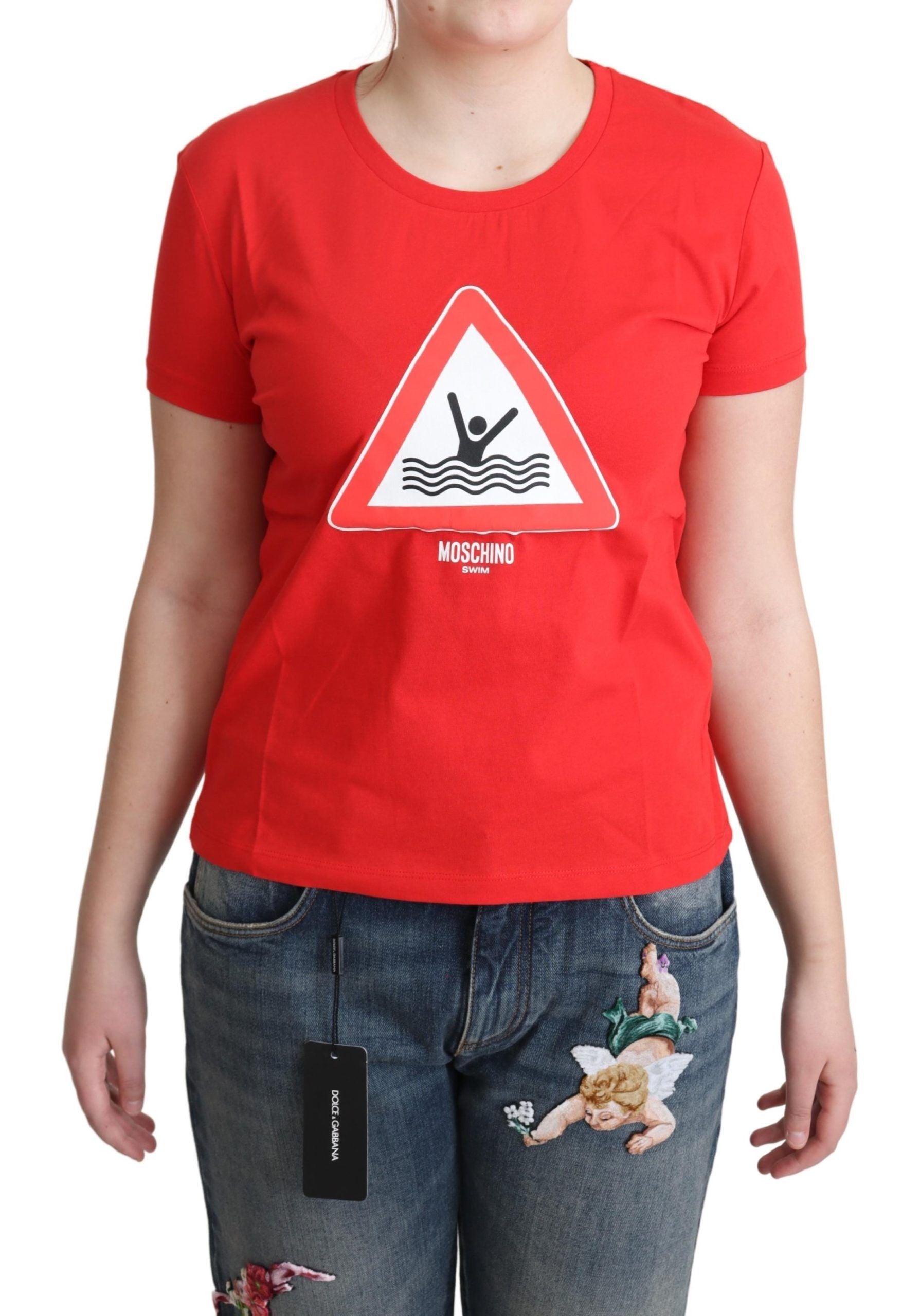 Moschino Chic T-shirt en coton graphique rouge