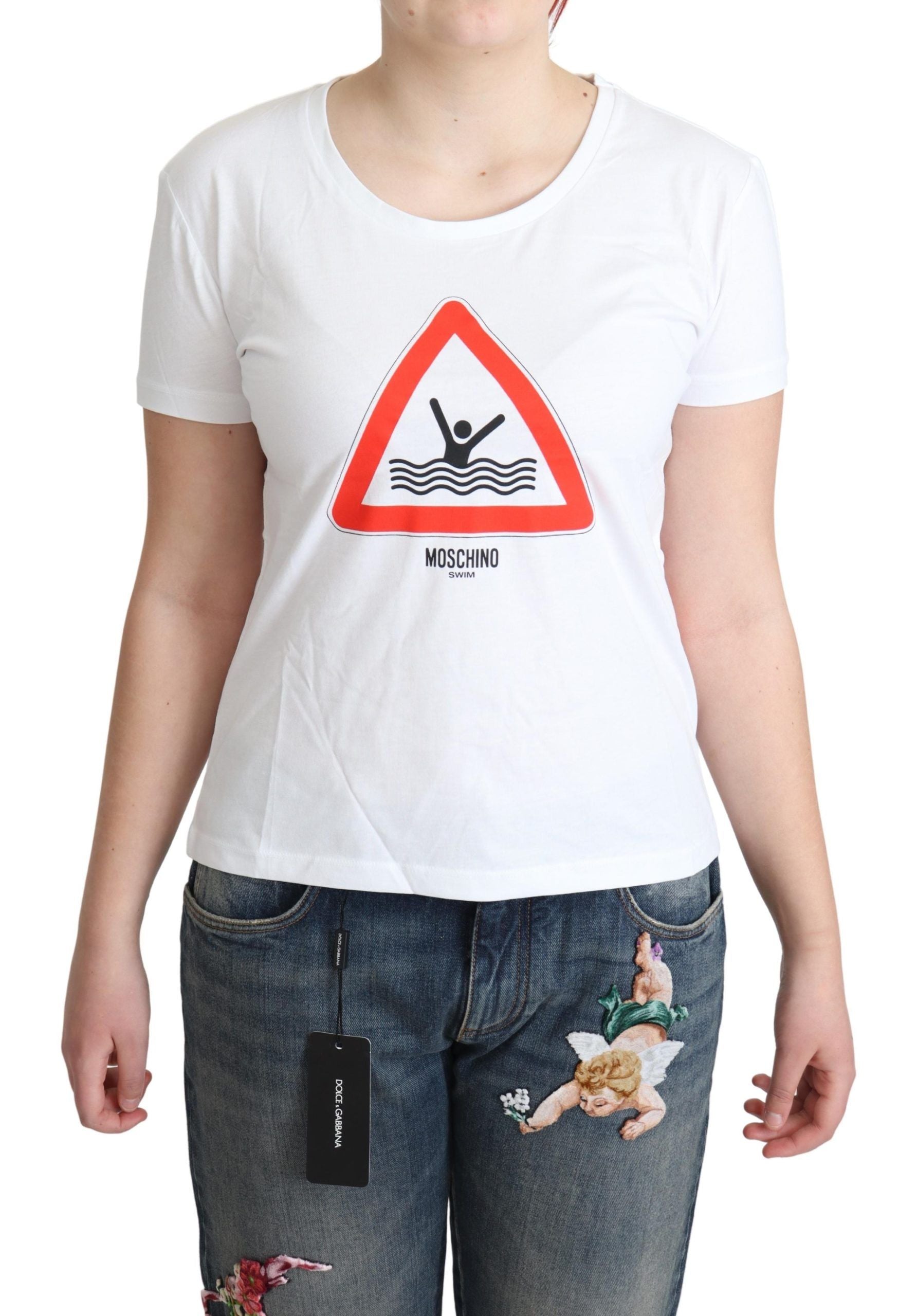 Moschino Chic T-shirt en coton graphique triangle