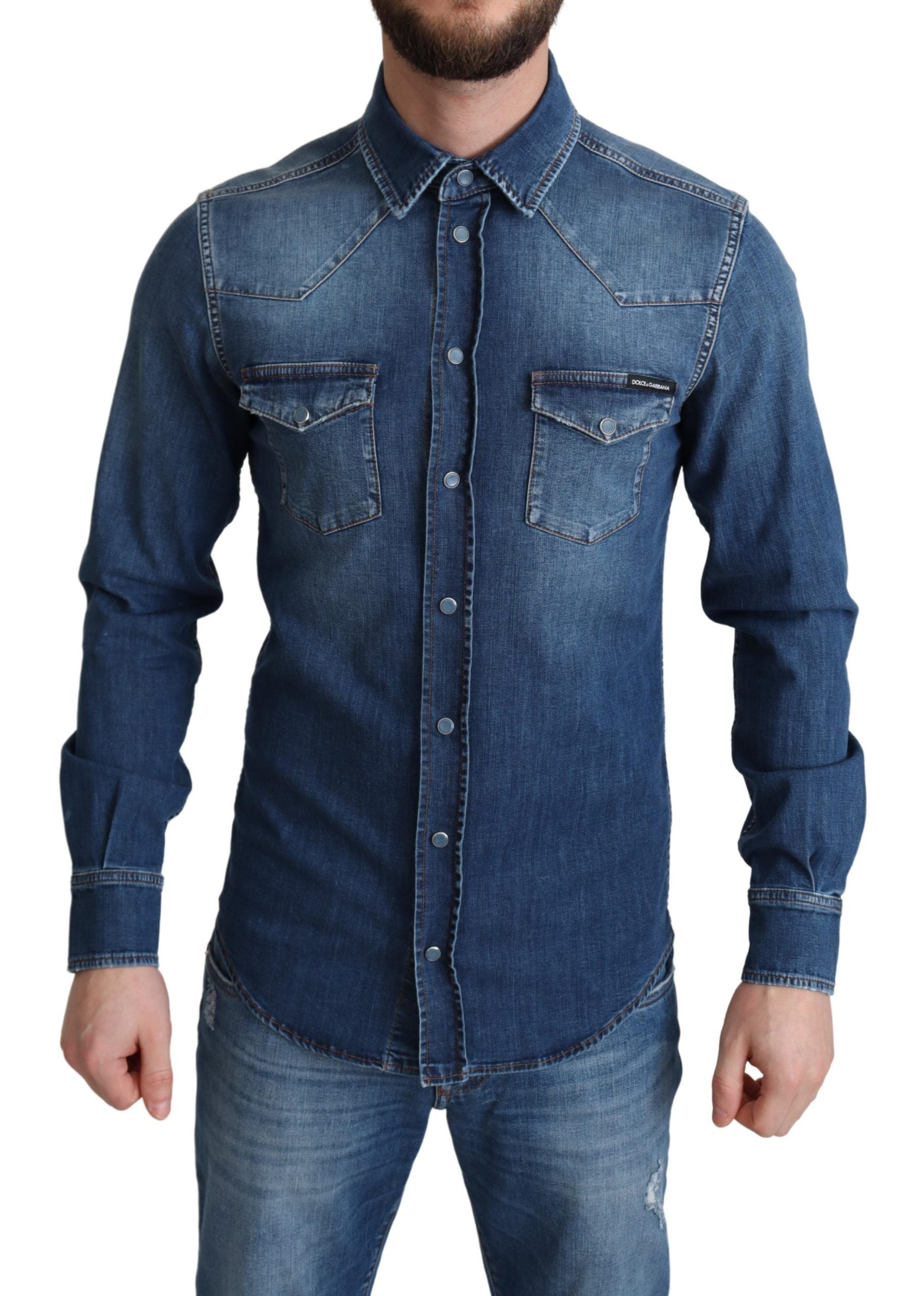 Dolce &amp; Gabbana Chemise décontractée à manches longues en denim élégant