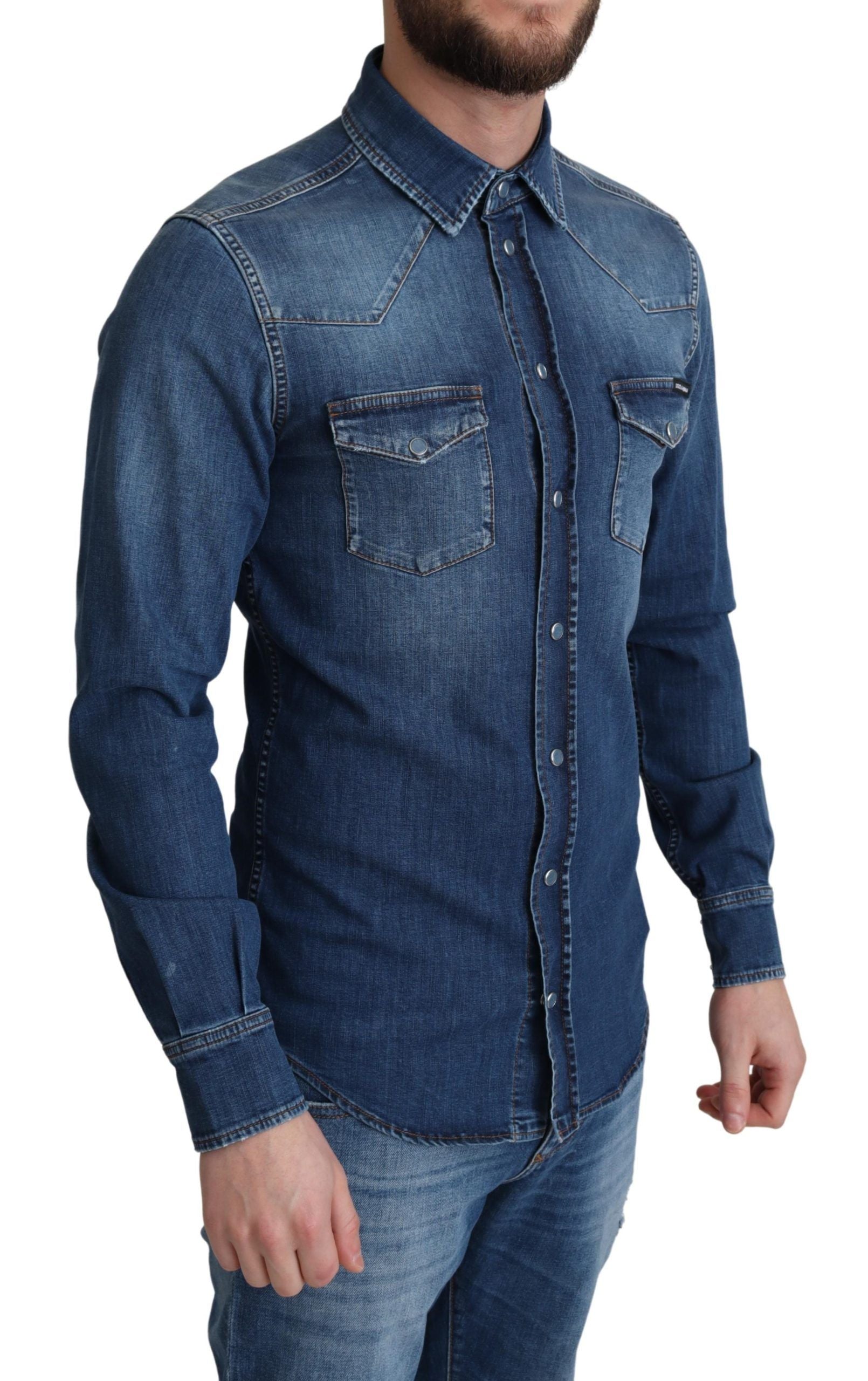 Dolce &amp; Gabbana Chemise décontractée à manches longues en denim élégant