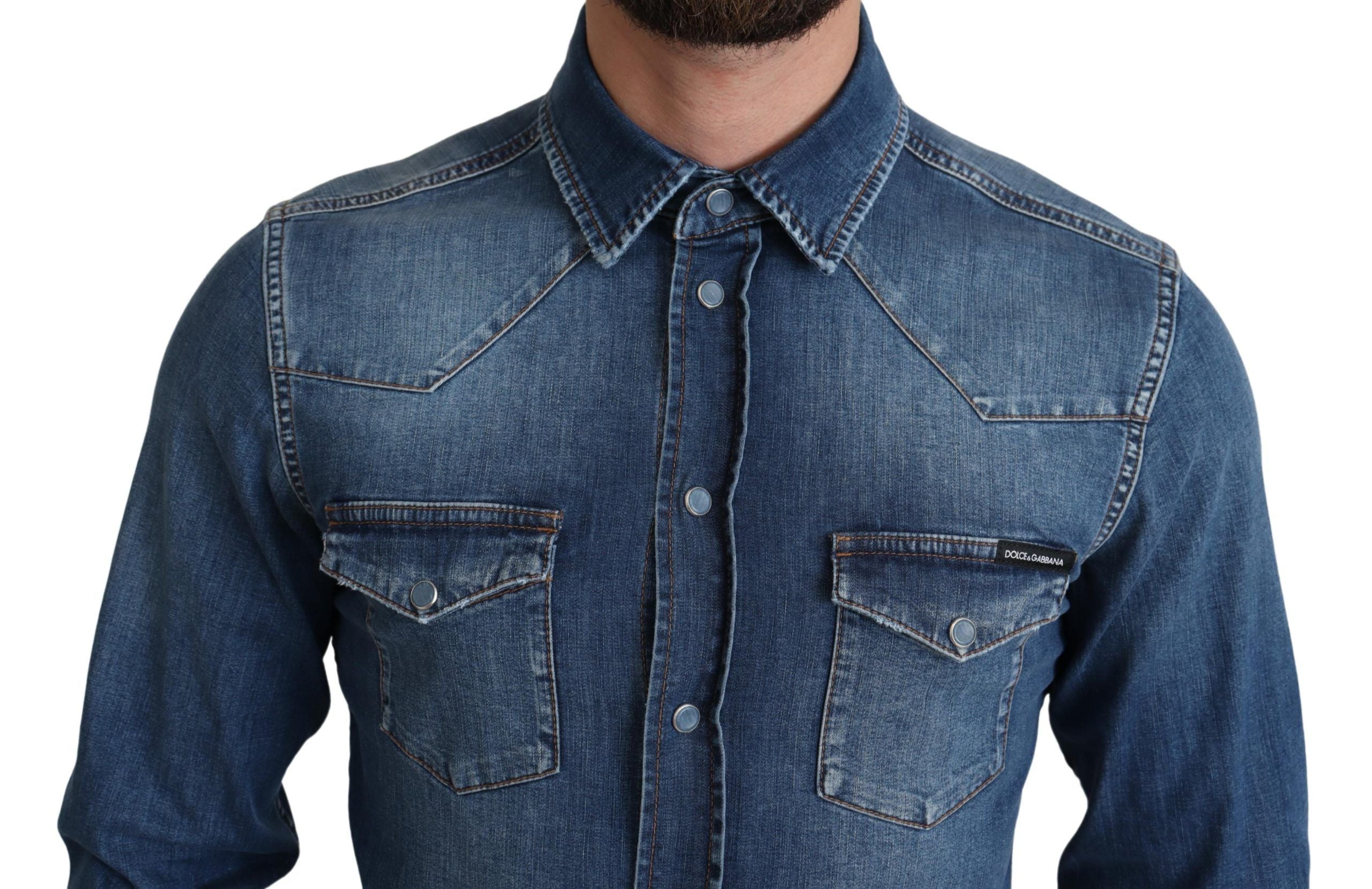 Dolce &amp; Gabbana Chemise décontractée à manches longues en denim élégant