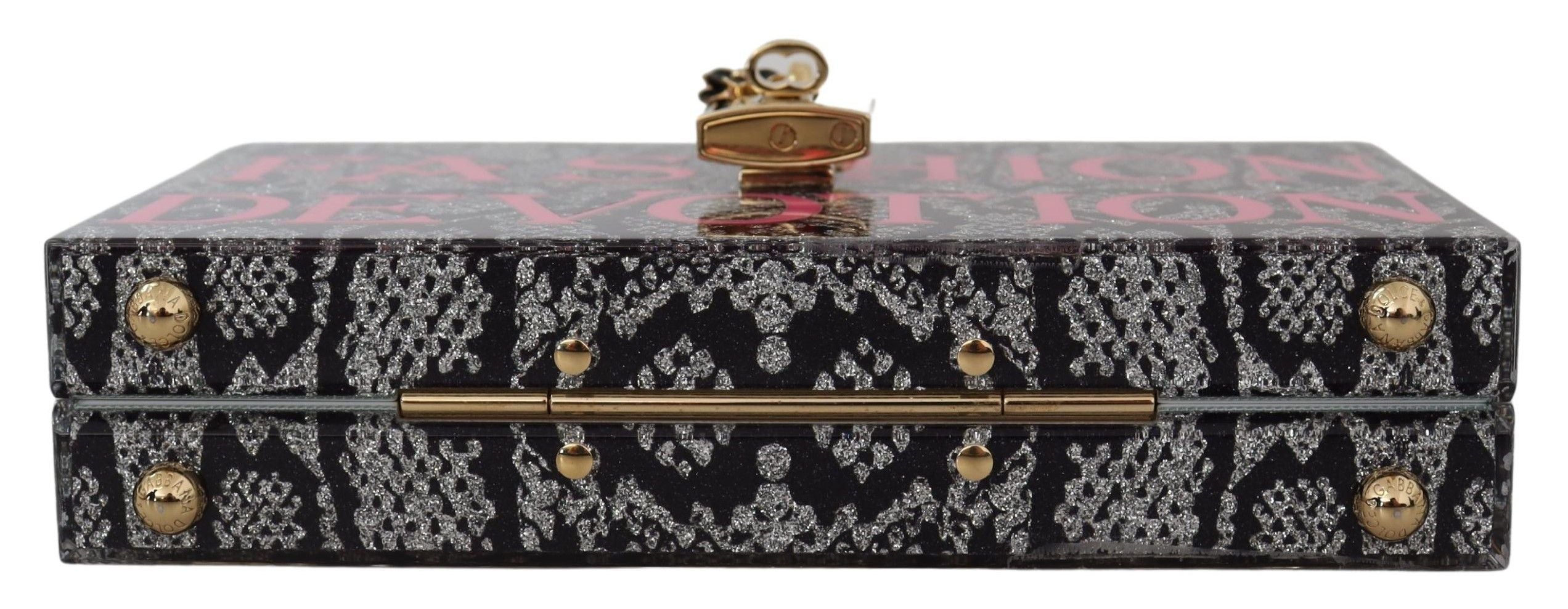 Dolce &amp; Gabbana Pochette Dolce Box en résine grise avec détails dorés