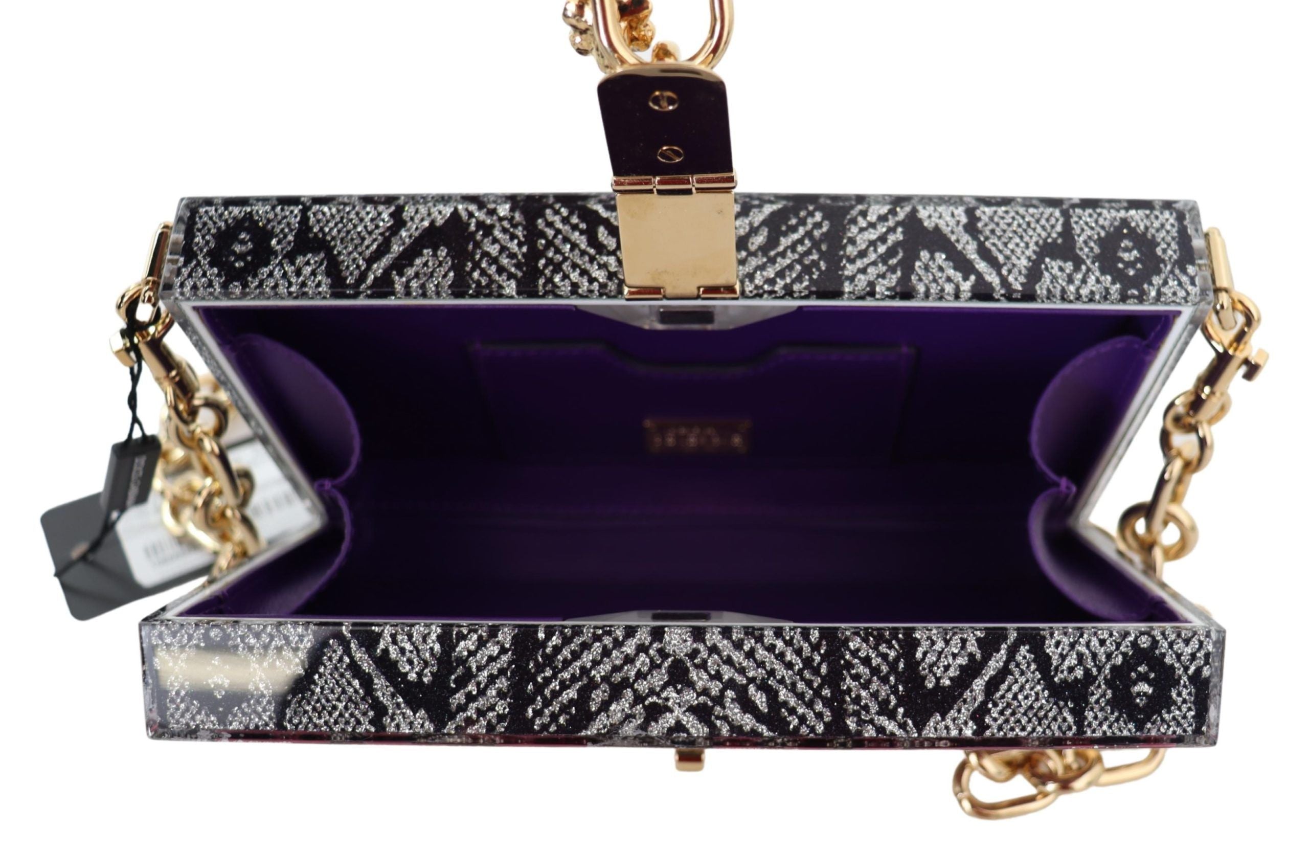 Dolce &amp; Gabbana Pochette Dolce Box en résine grise avec détails dorés