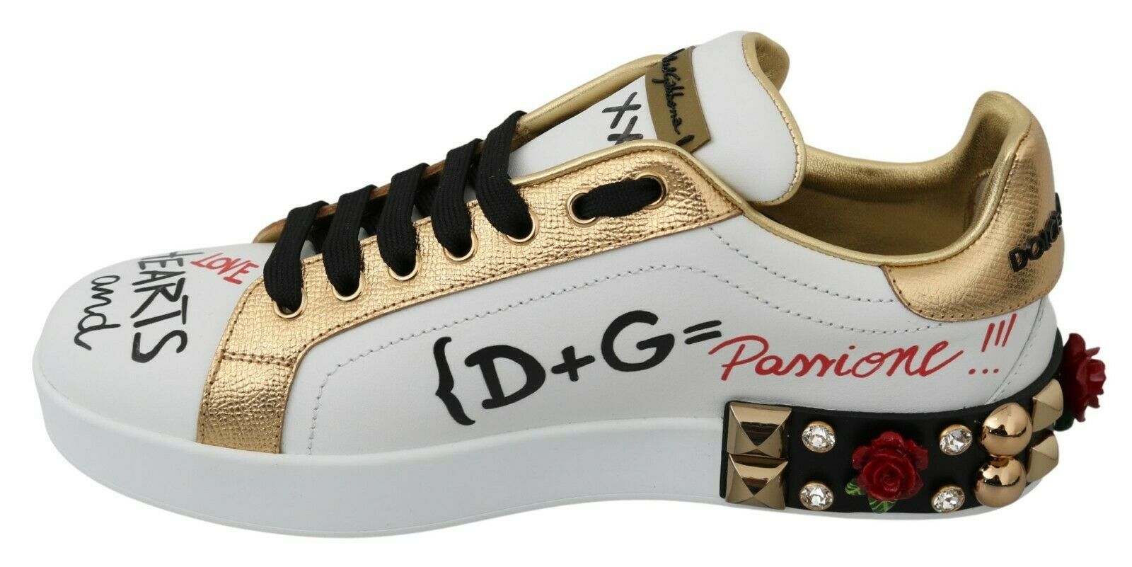 Dolce & Gabbana Elegant Sequined Floral Leather Sneakers