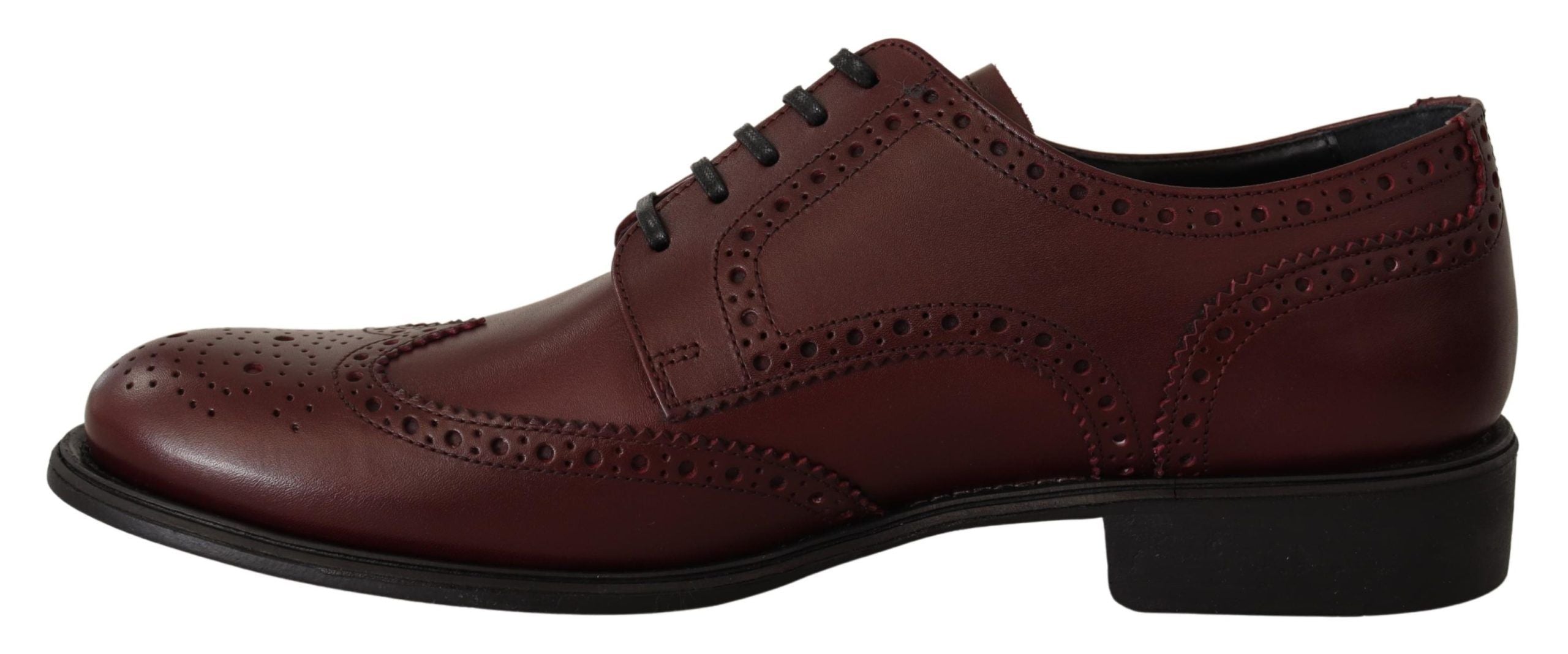 Dolce & Gabbana Elegant Bordeaux Leather Derby Shoes