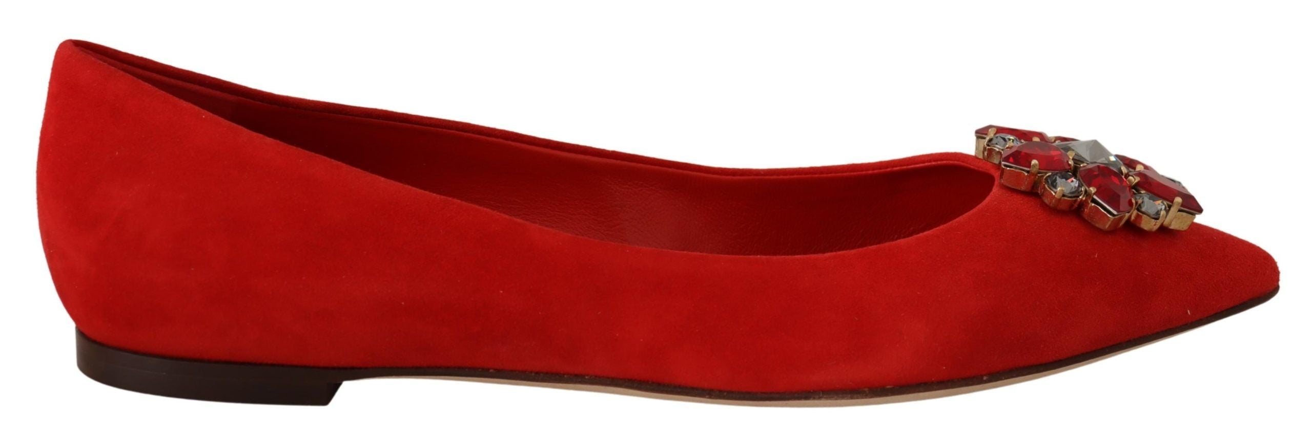 Dolce &amp; Gabbana Chaussures plates en daim rouge ornées de cristaux