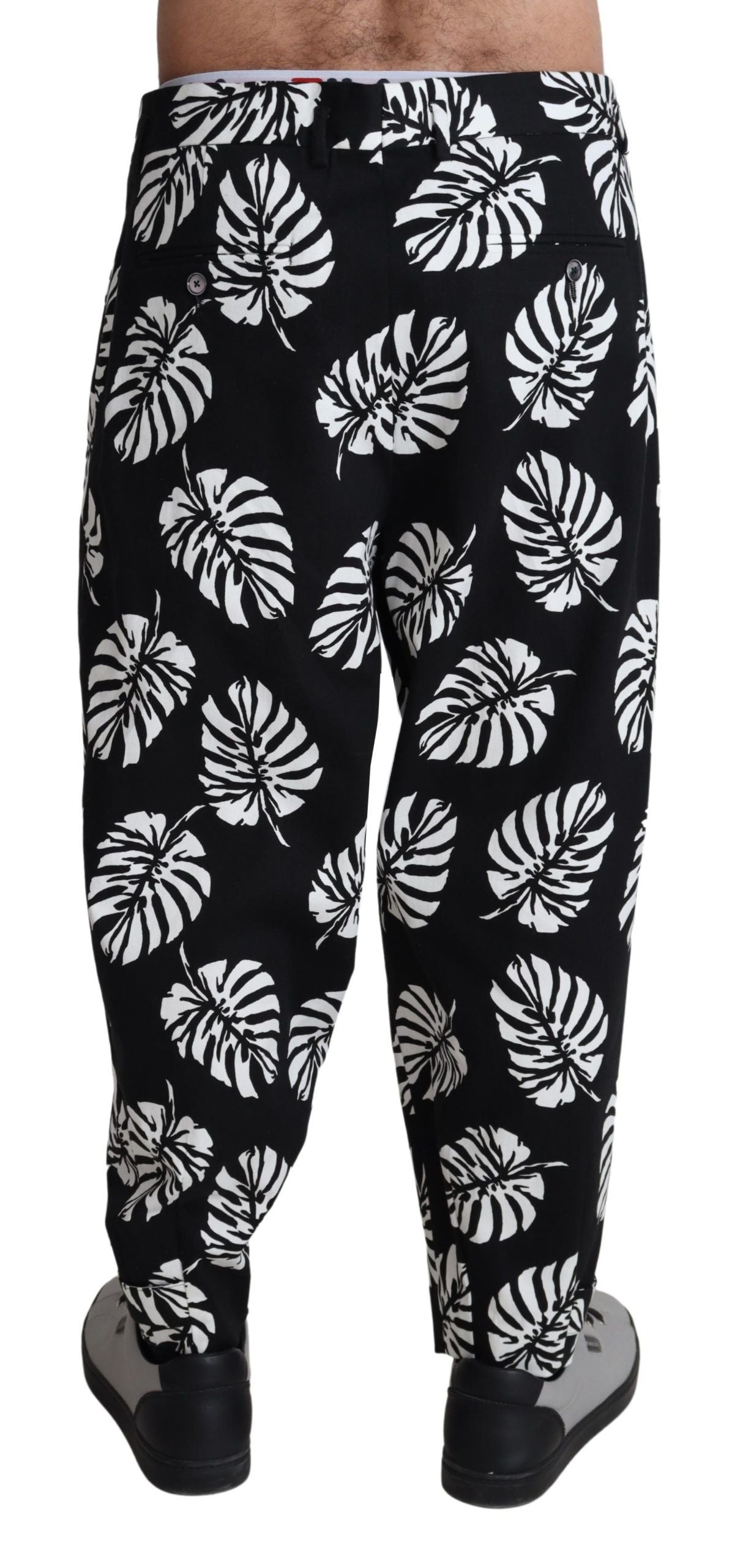 Dolce &amp; Gabbana Pantalon élégant en coton imprimé feuilles de palmier