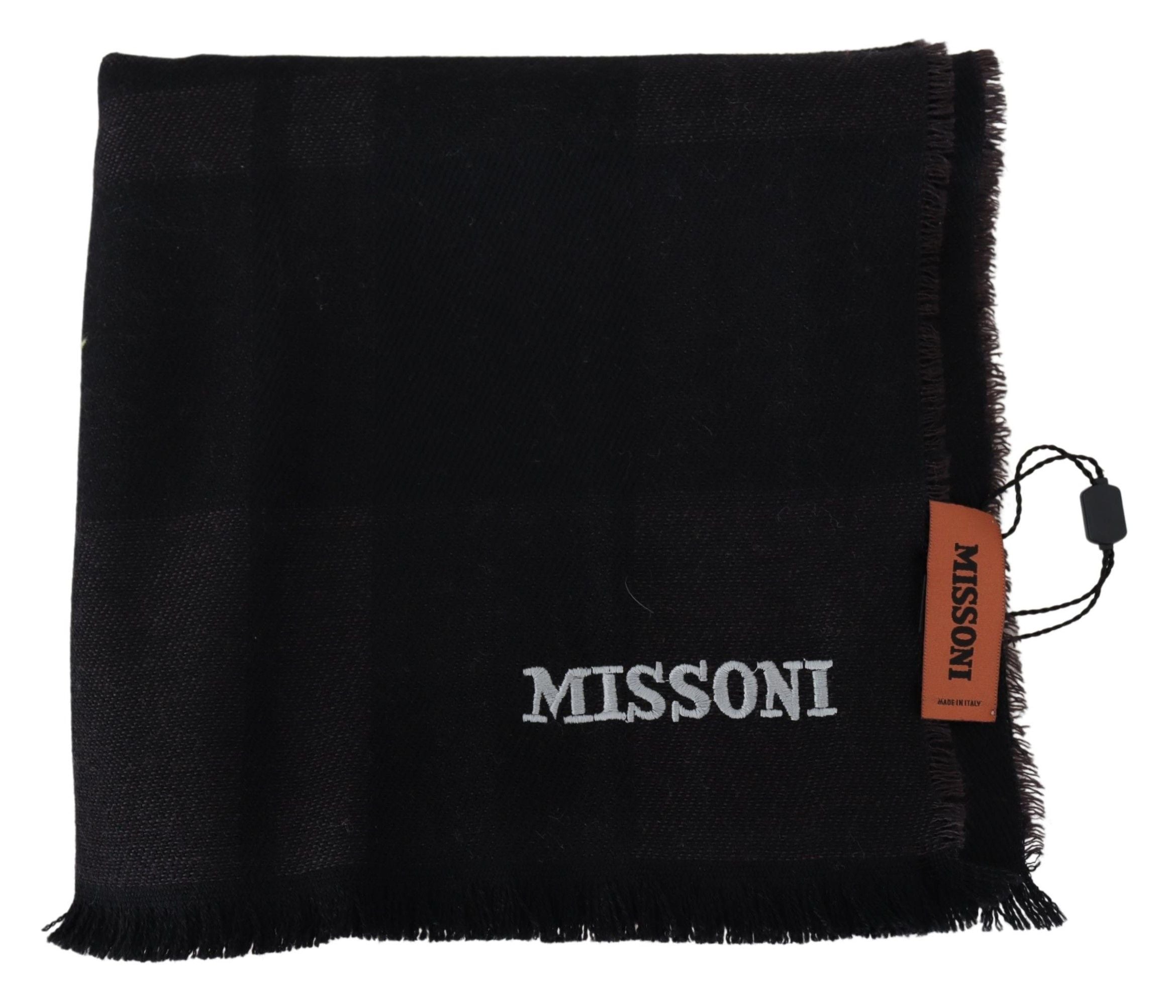 Missoni Élégante écharpe en laine noire avec logo brodé