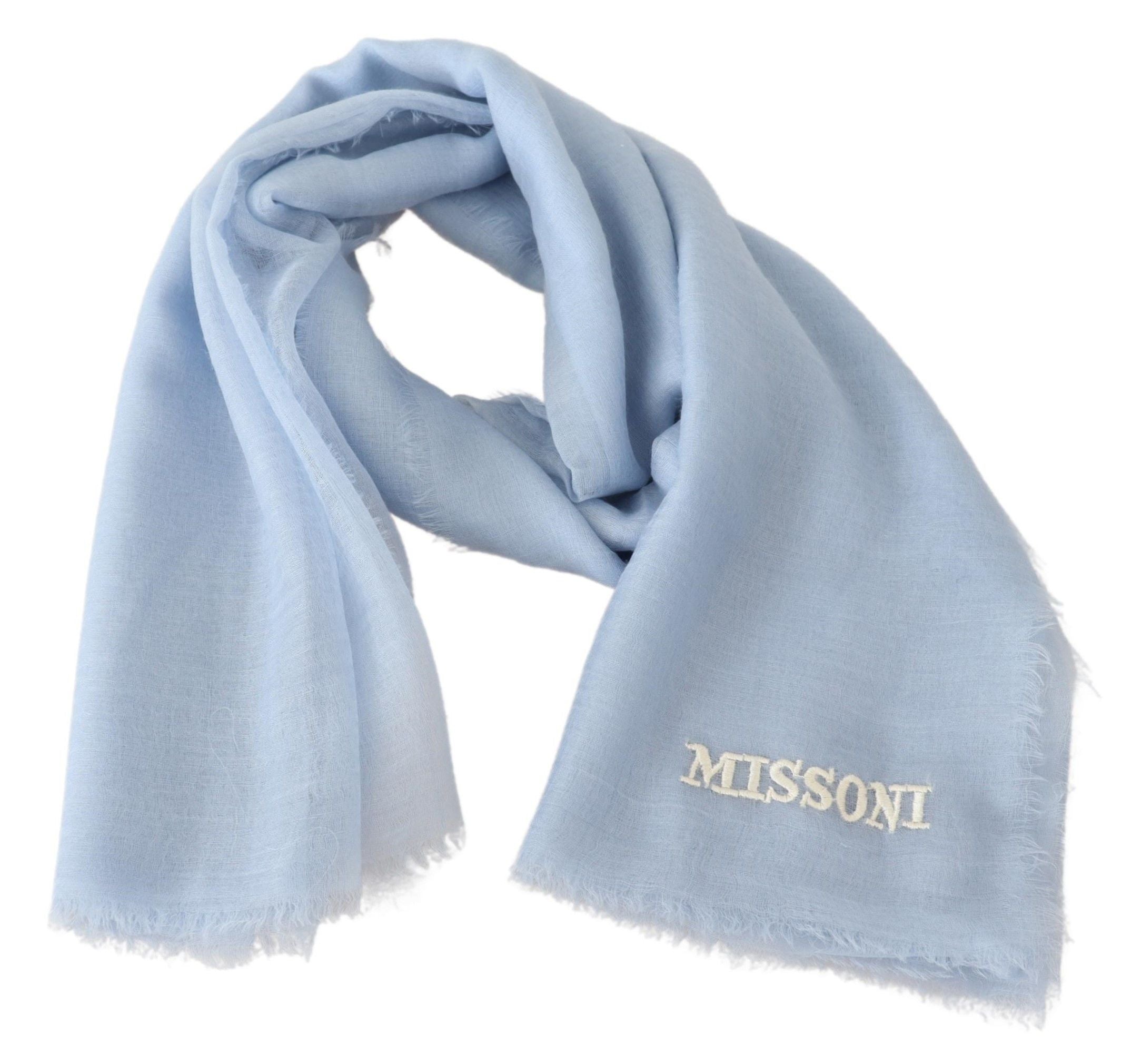 Missoni Écharpe élégante en cachemire bleu clair avec franges