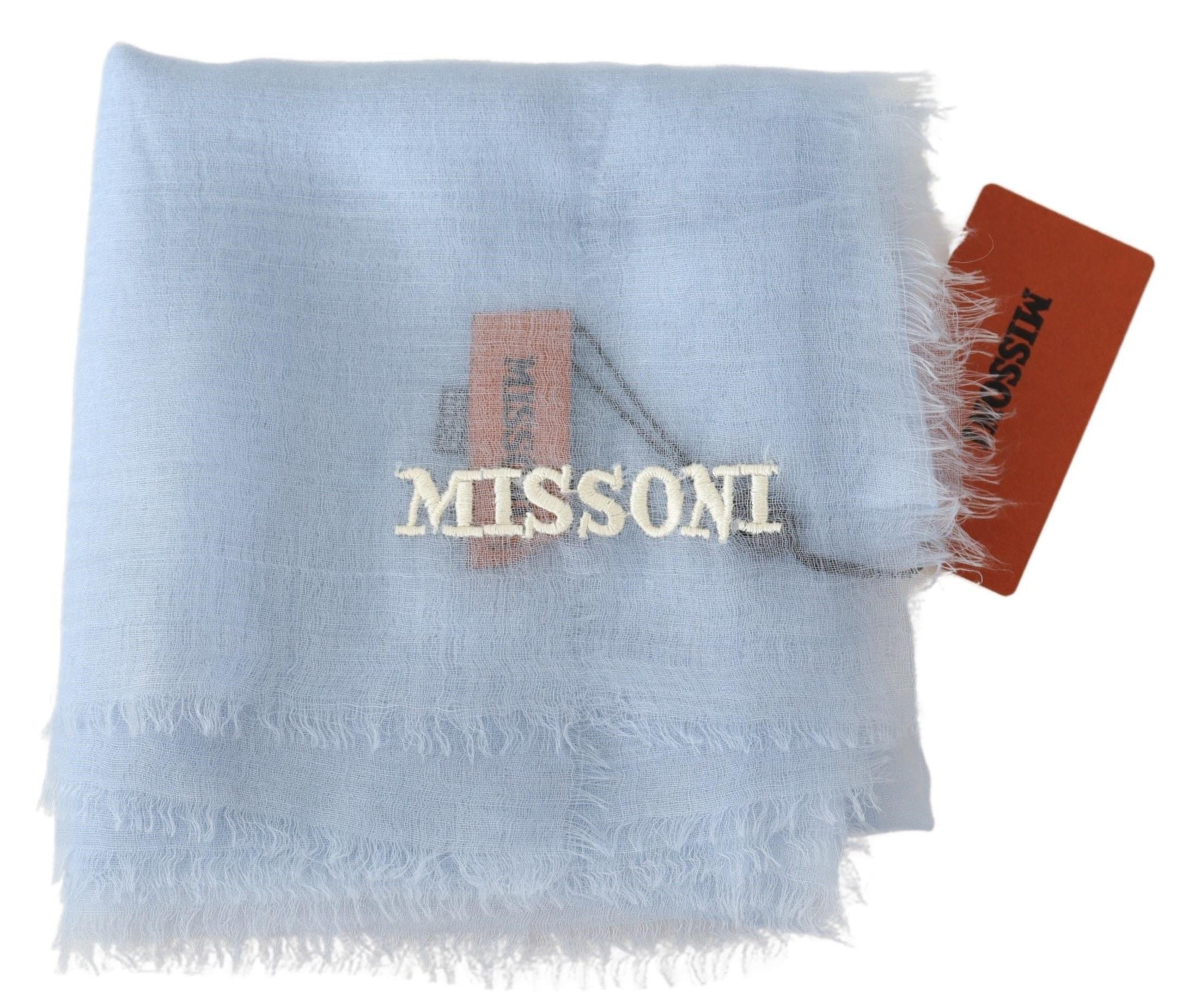 Missoni Écharpe élégante en cachemire bleu clair avec franges