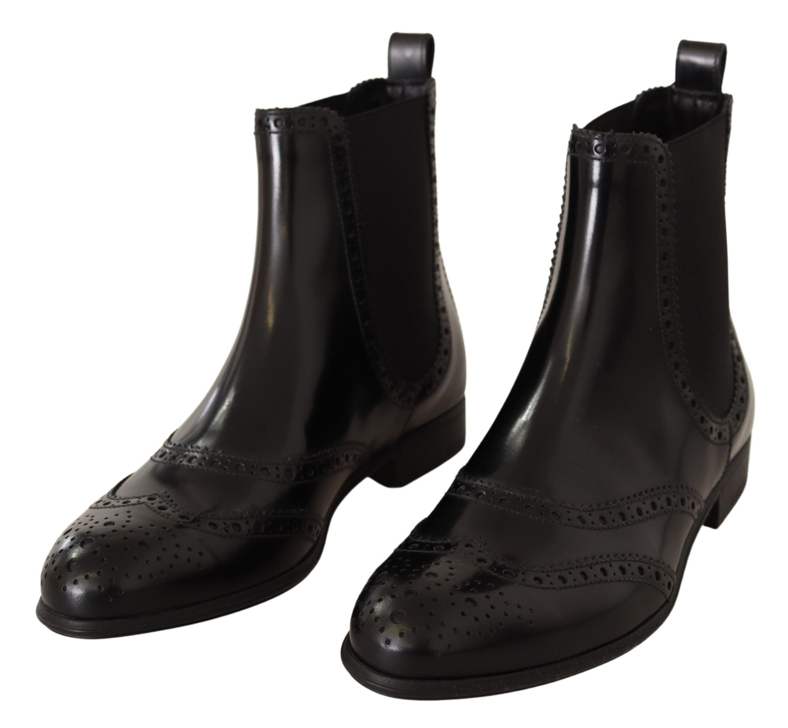 Dolce &amp; Gabbana élégantes bottes Oxford noires à bout d'aile à la cheville