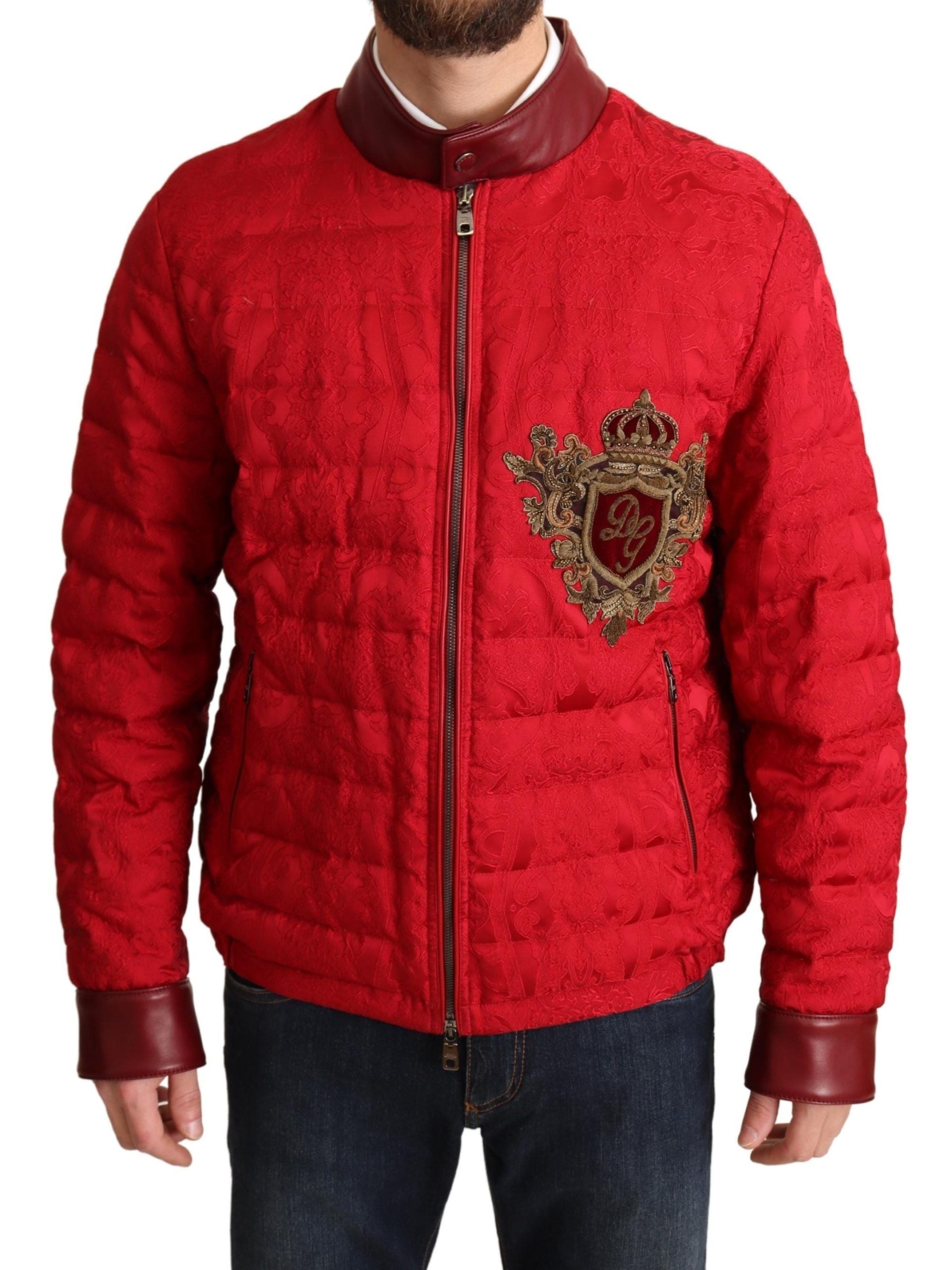 Dolce &amp; Gabbana Blouson de créateur rouge et doré