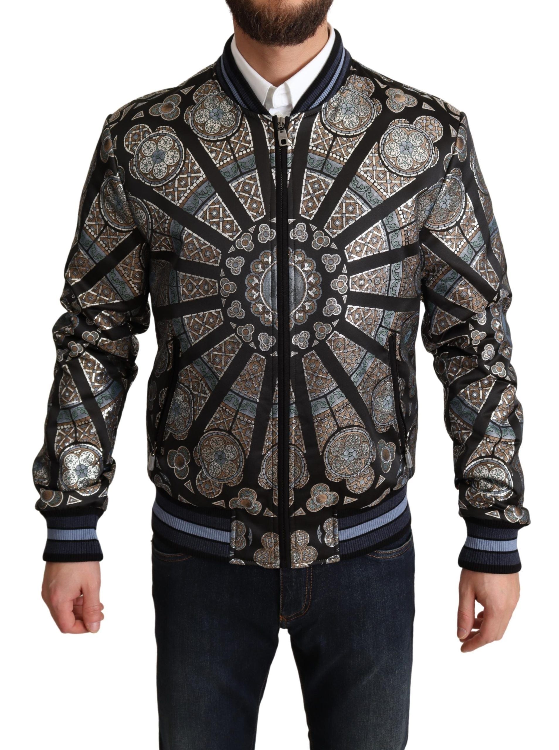 Dolce &amp; Gabbana Blouson aviateur élégant en jacquard en bleu