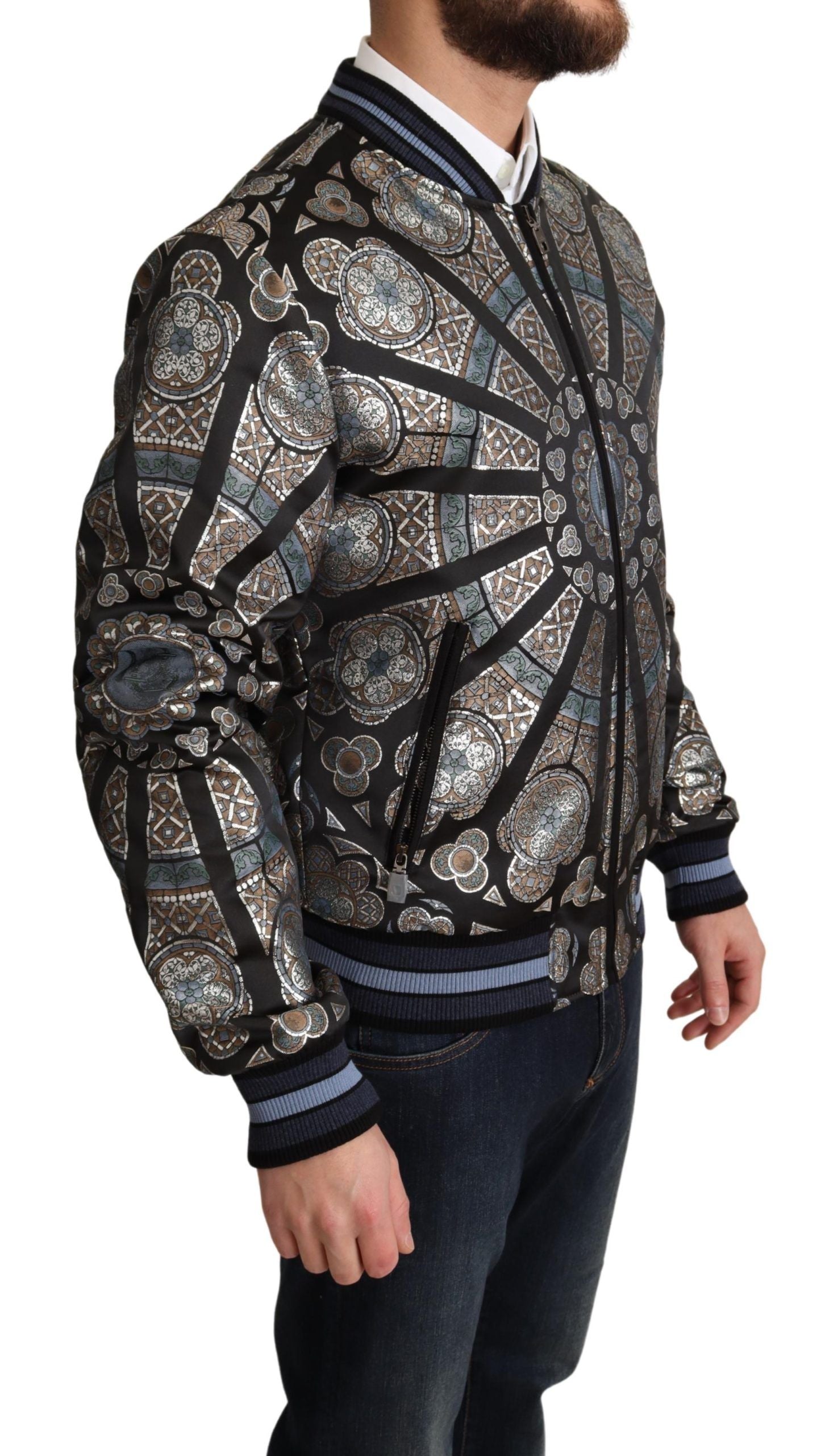 Dolce &amp; Gabbana Blouson aviateur élégant en jacquard en bleu