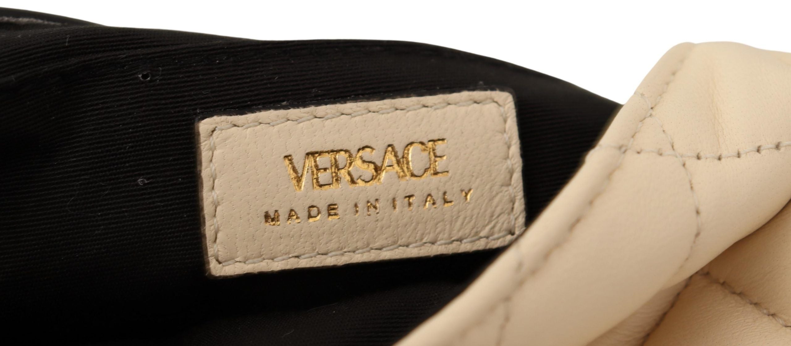 Versace Sac à bandoulière chic en cuir nappa en blanc pureté