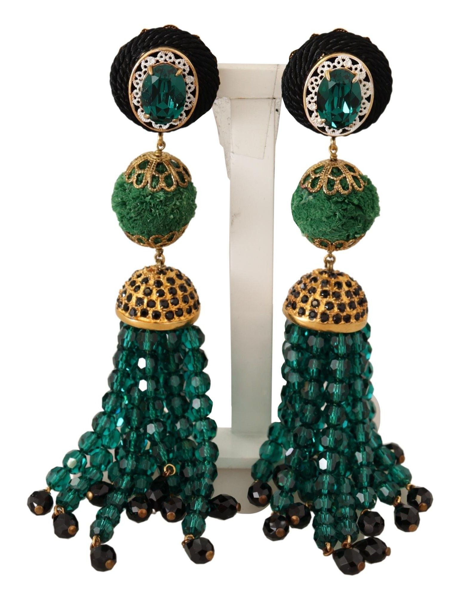 Dolce &amp; Gabbana Boucles d'oreilles à clips élégantes en forme de goutte de cristal