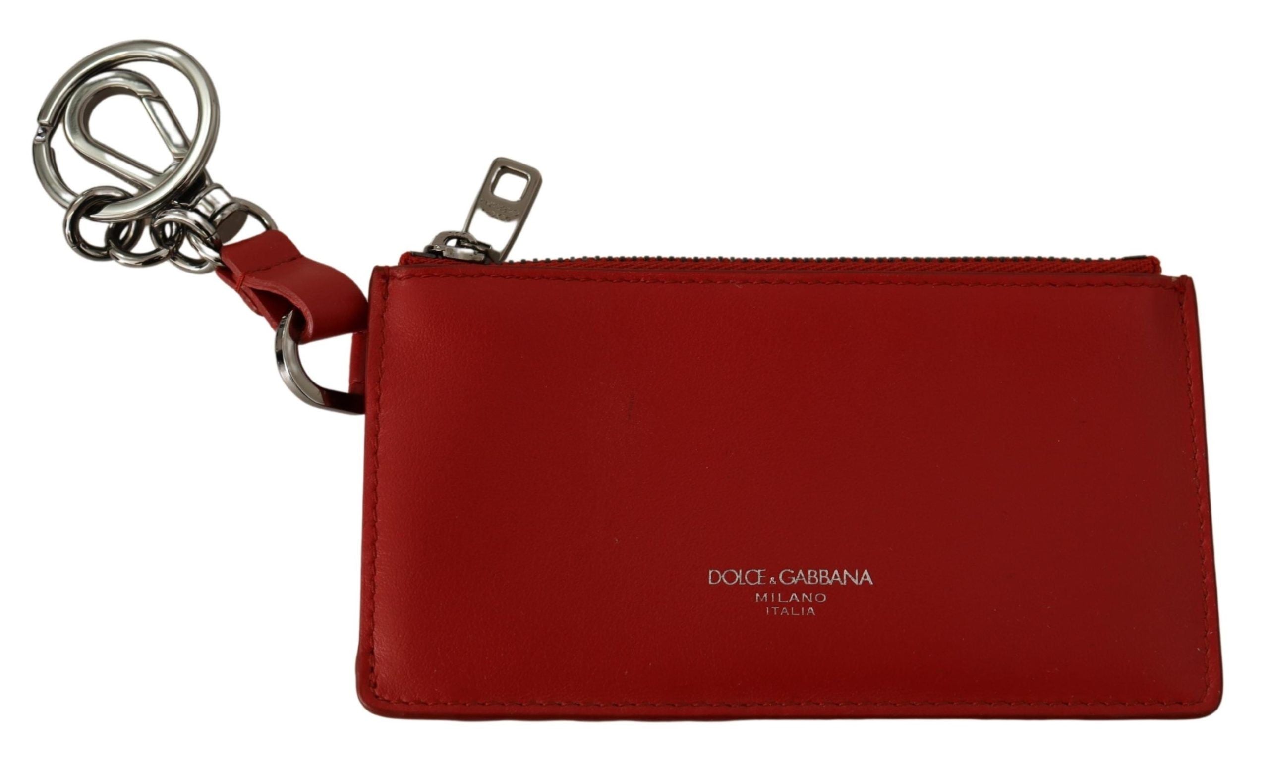 Dolce &amp; Gabbana Porte-clés en cuir élégant en rouge vif