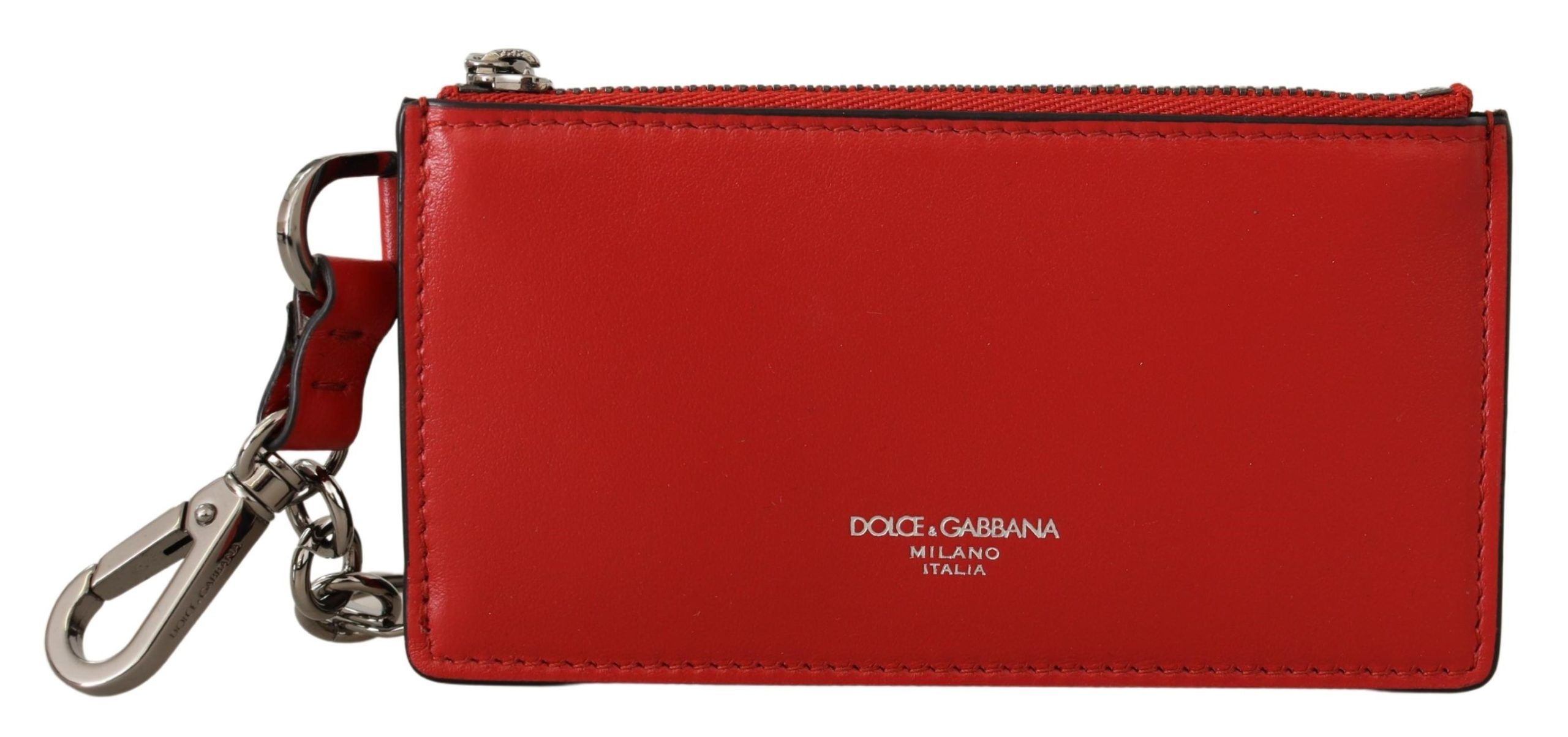 Dolce &amp; Gabbana Porte-clés en cuir élégant en rouge vif