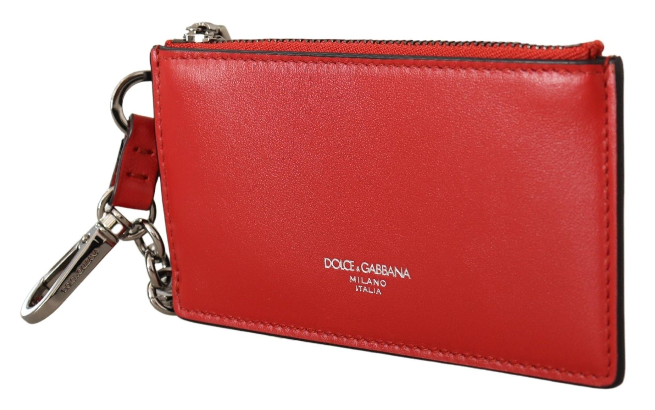 Dolce &amp; Gabbana Porte-clés en cuir élégant en rouge vif