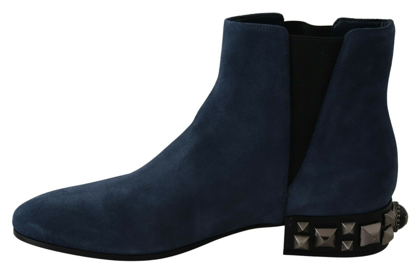 Dolce &amp; Gabbana Chic Bottes mi-mollet en daim bleu avec détails clous