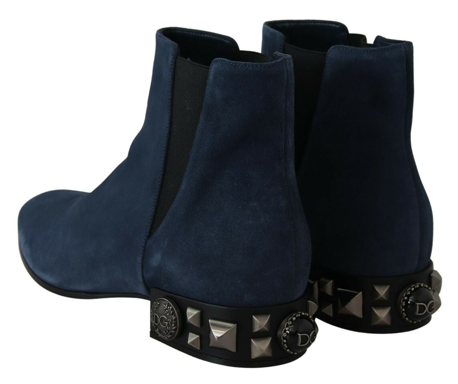 Dolce &amp; Gabbana Chic Bottes mi-mollet en daim bleu avec détails clous