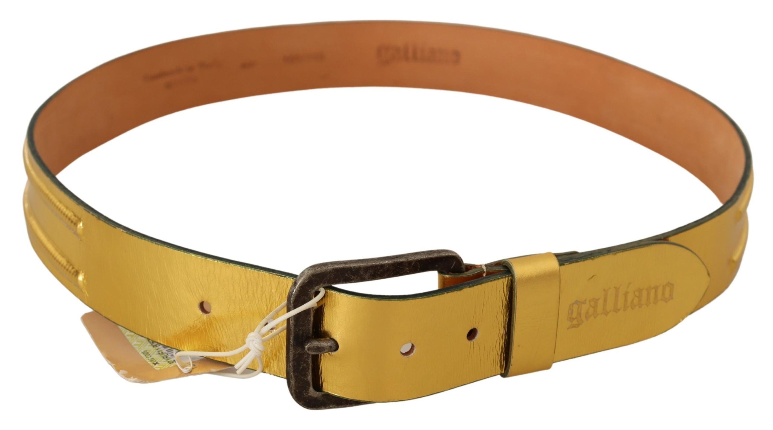 Ceinture pour homme en cuir véritable doré élégant John Galliano