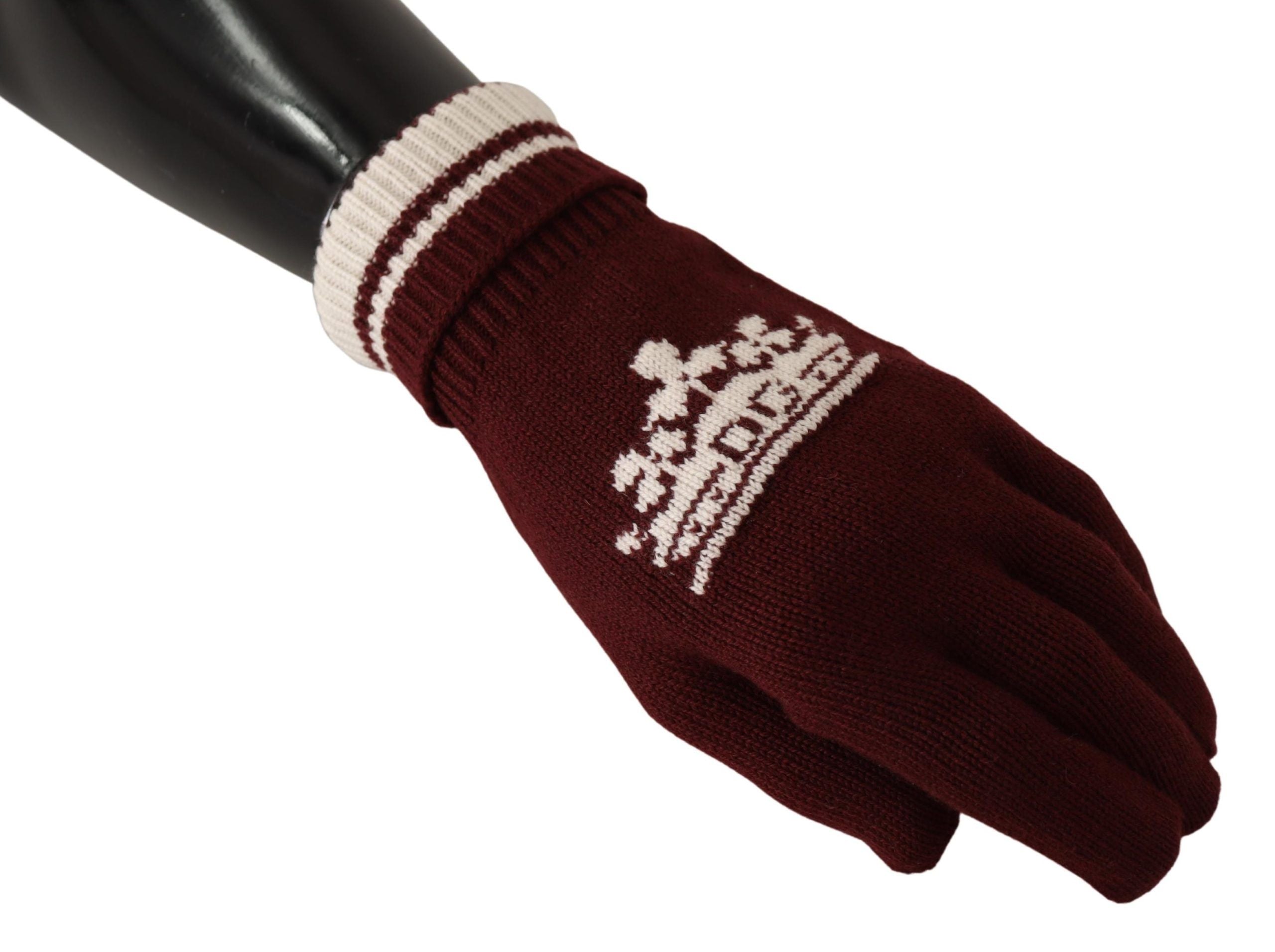 Dolce &amp; Gabbana Gants élégants en cachemire rouge avec motif couronne