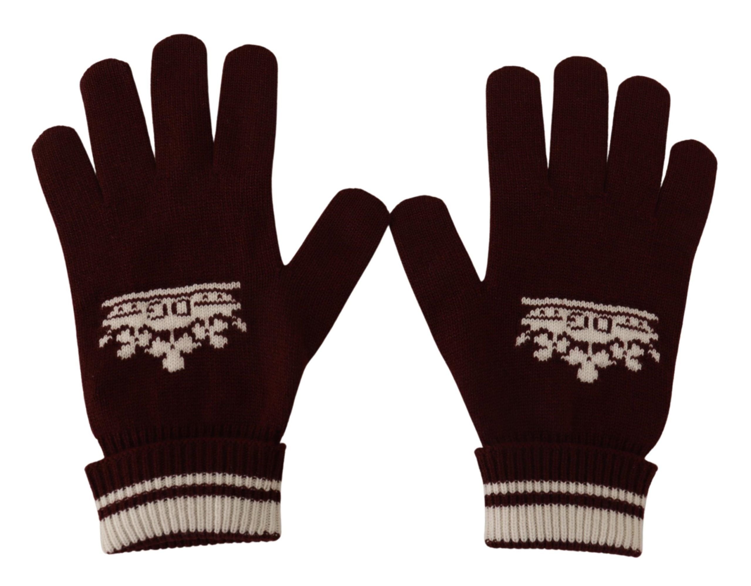 Dolce &amp; Gabbana Gants élégants en cachemire rouge avec motif couronne