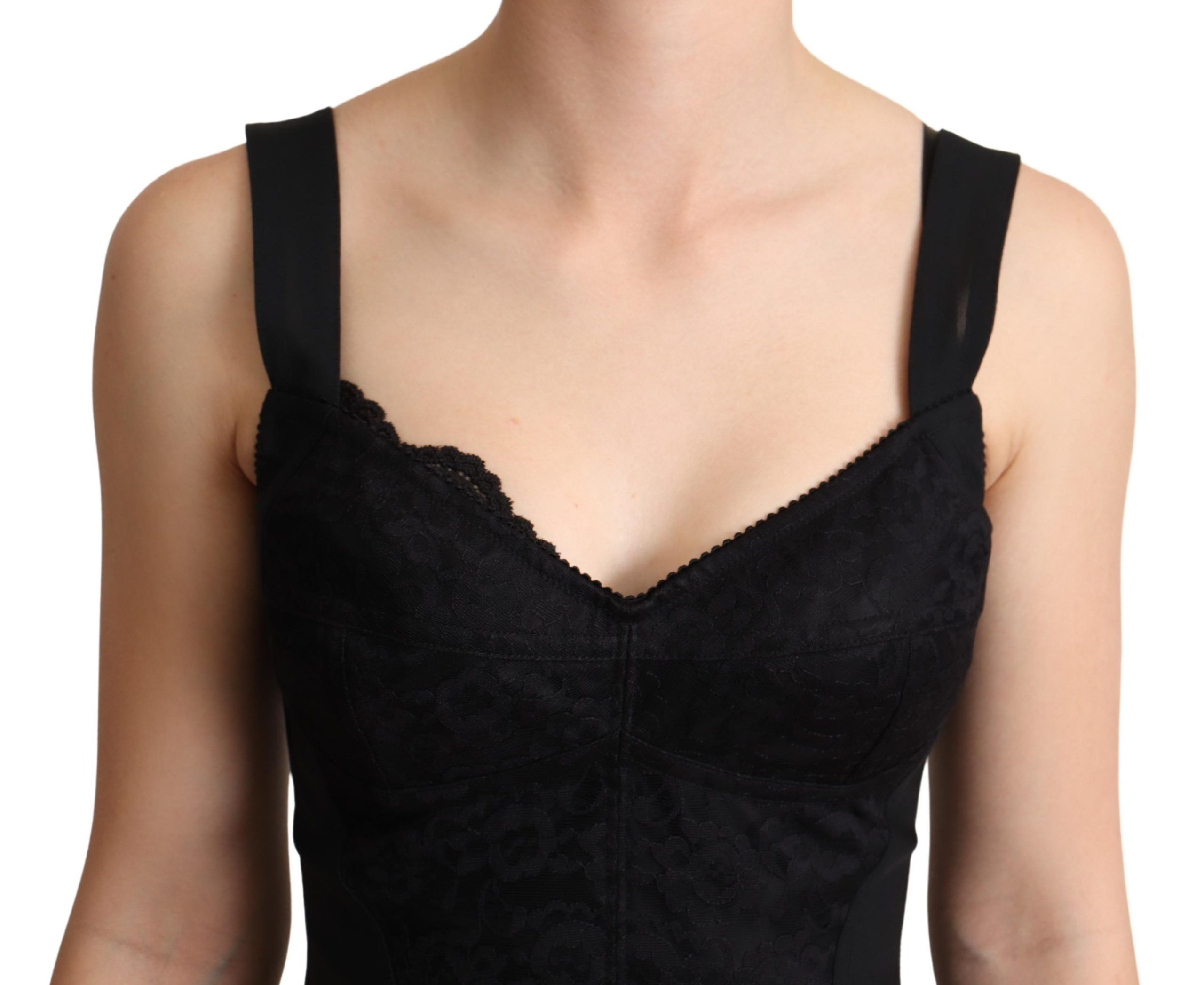 Dolce &amp; Gabbana Robe corset élégante en dentelle noire