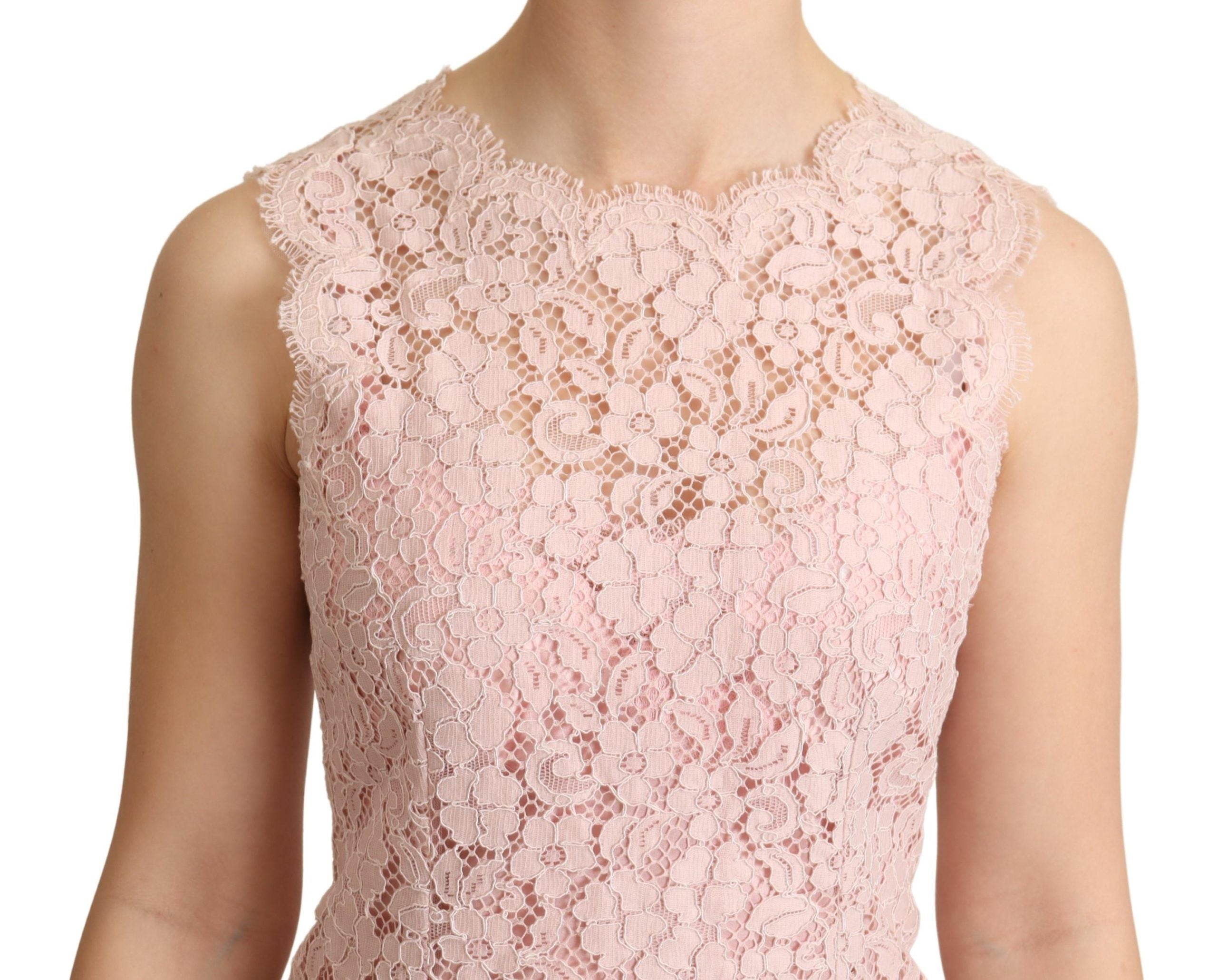 Dolce &amp; Gabbana Blouse sans manches en dentelle rose élégante