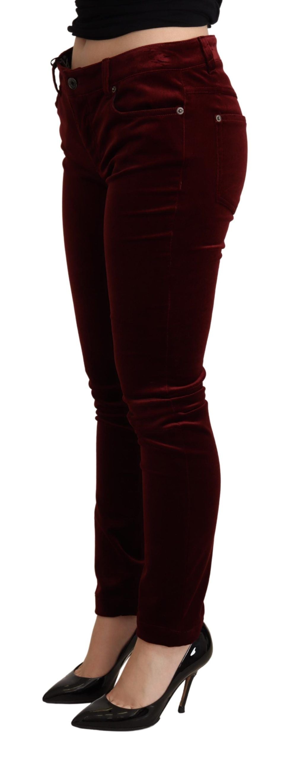 Dolce &amp; Gabbana Pantalon skinny rouge bordeaux exquis